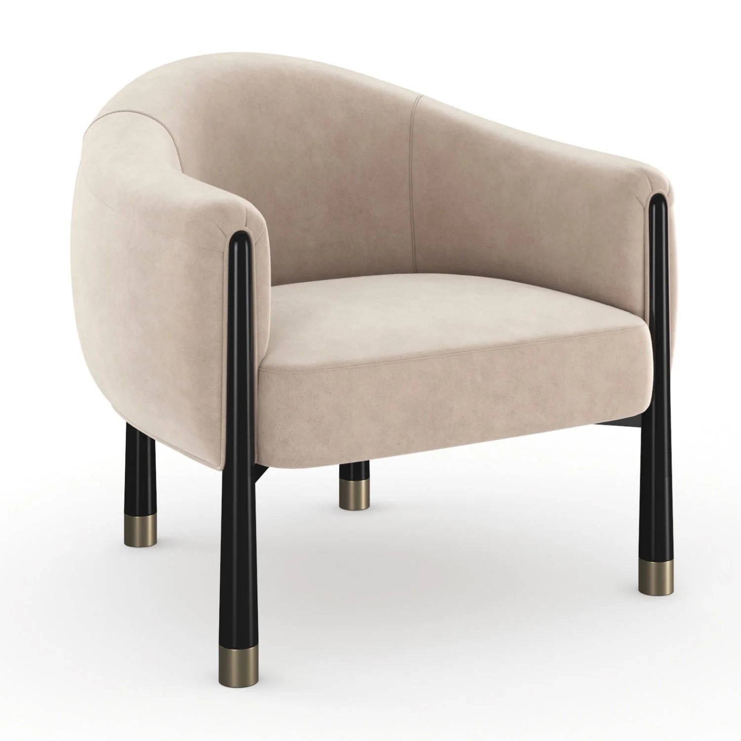 Luxury Velvet Curved Accent Chair Modern Italian Style for Villa