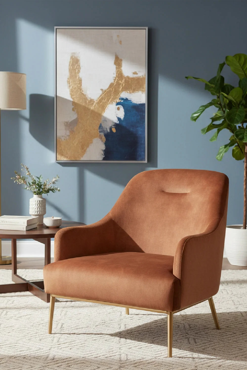 Luxury Velvet Lounge Chair Modern Italian Style for Villa