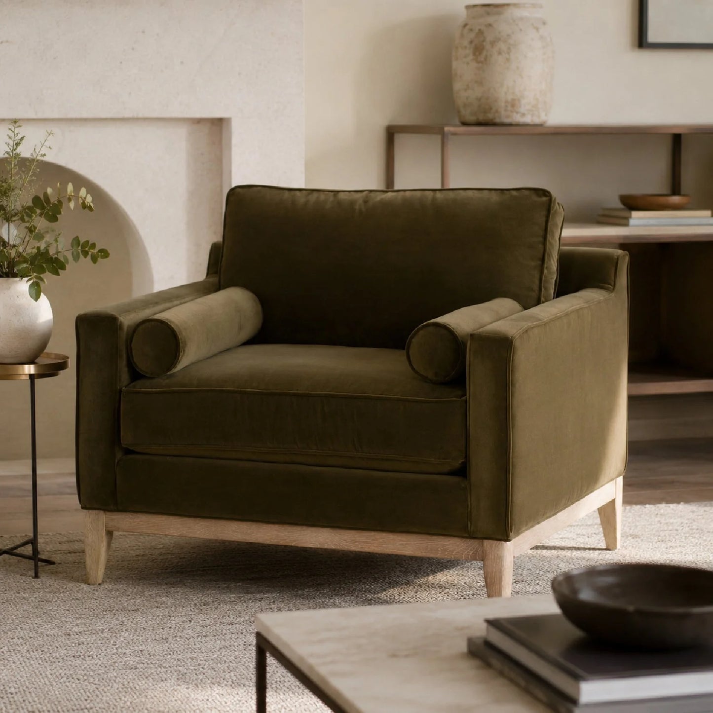 Luxury Velvet Modern Loveseat European Style for Villa