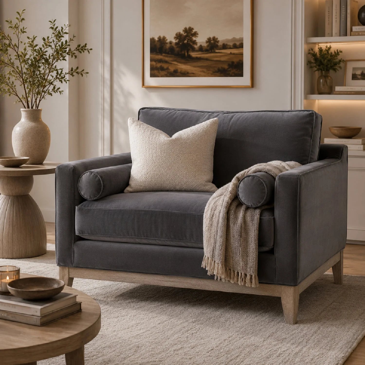 Luxury Velvet Modern Loveseat European Style for Villa