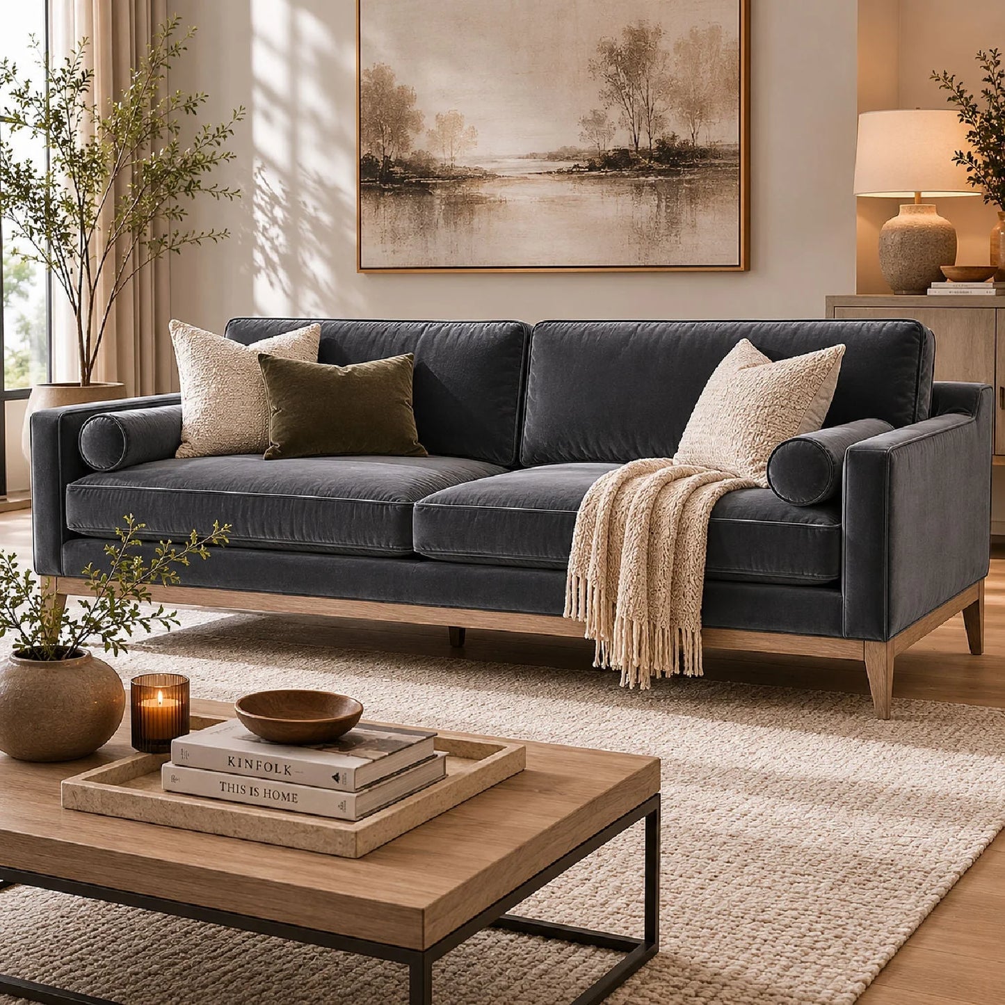Luxury Velvet Modern Post-Modern Sofa Modern Italian Style for Villa