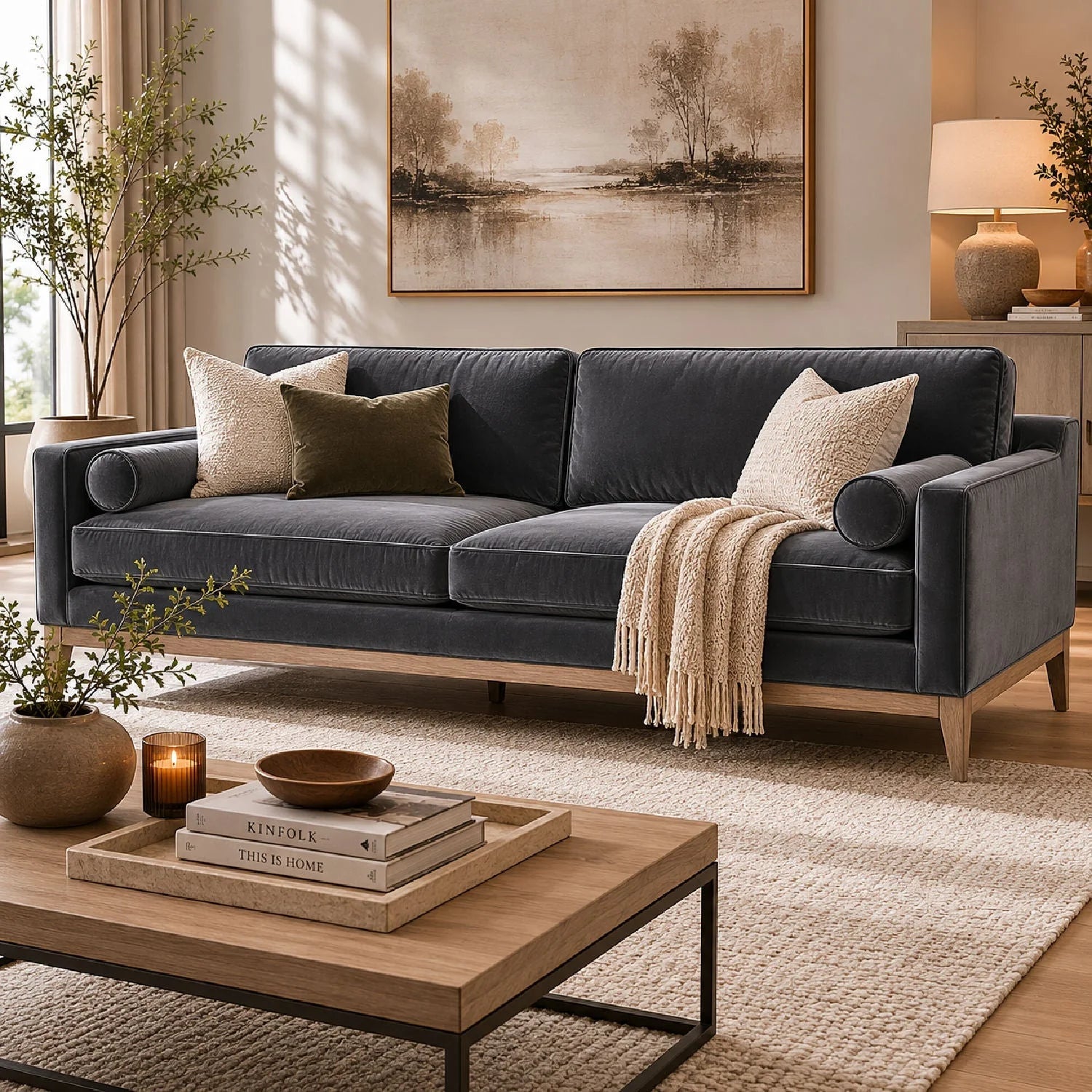 Luxury Velvet Modern Post-Modern Sofa Modern Italian Style for Villa