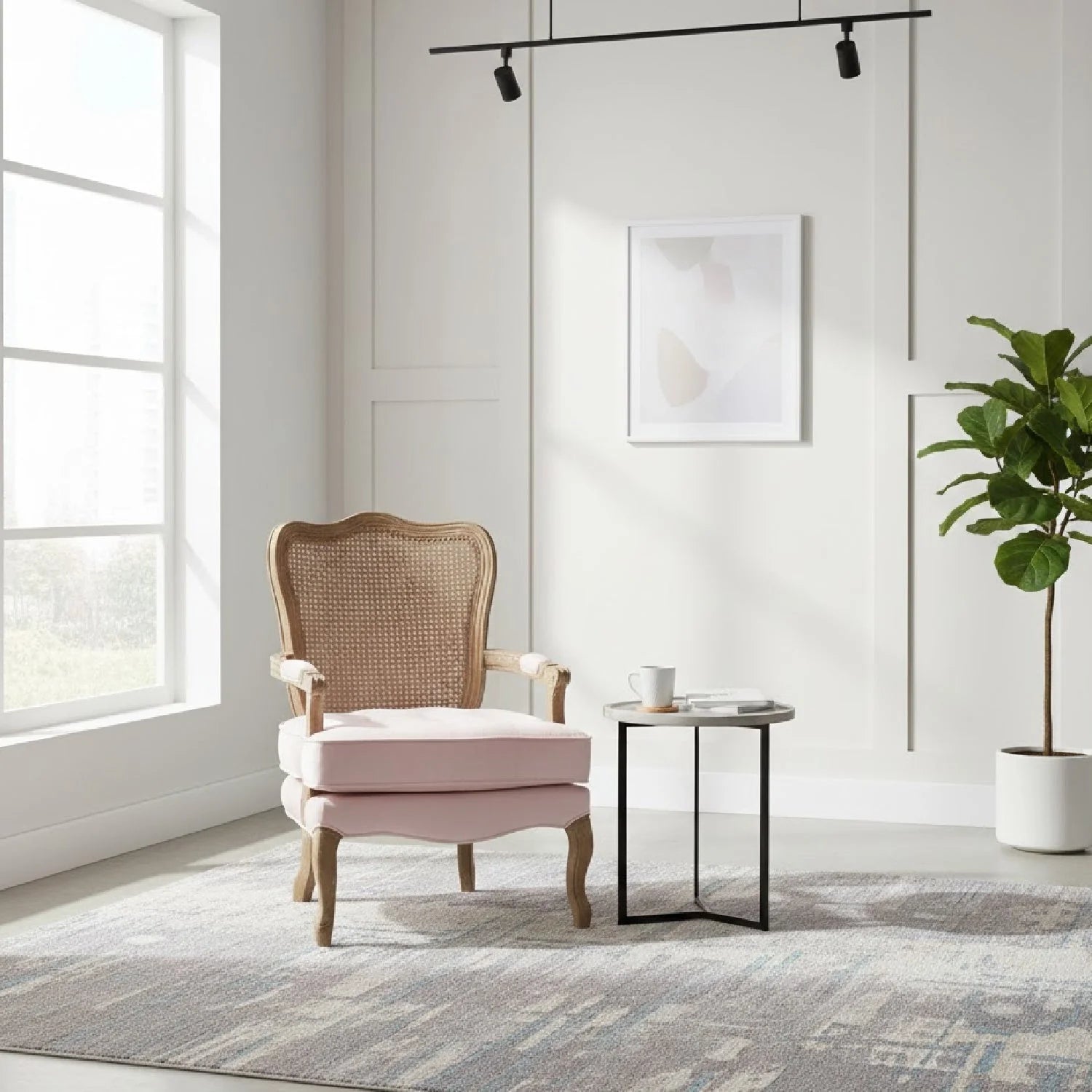 Luxury Velvet Oak Accent Chair European Style for Villa