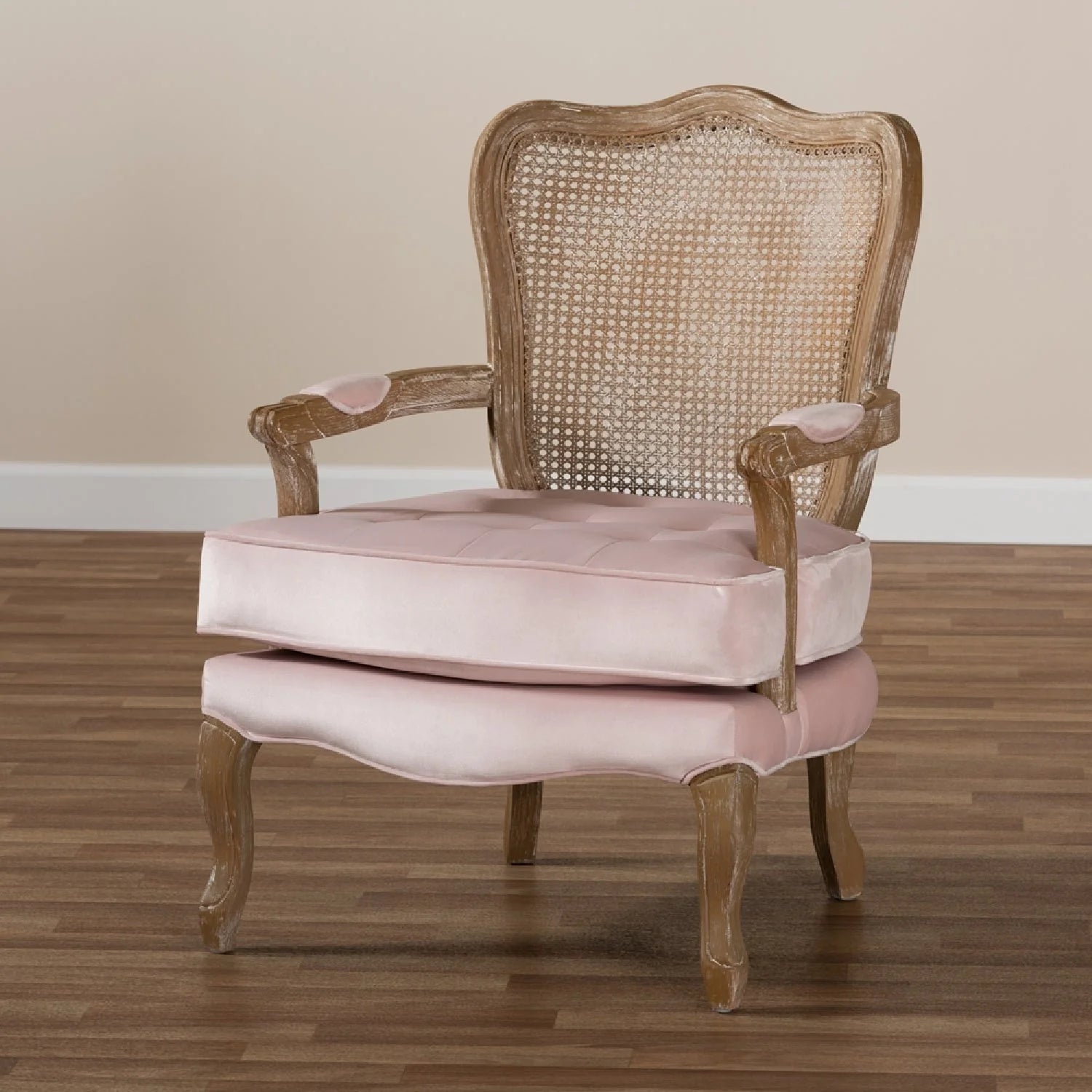 Luxury Velvet Oak Accent Chair European Style for Villa