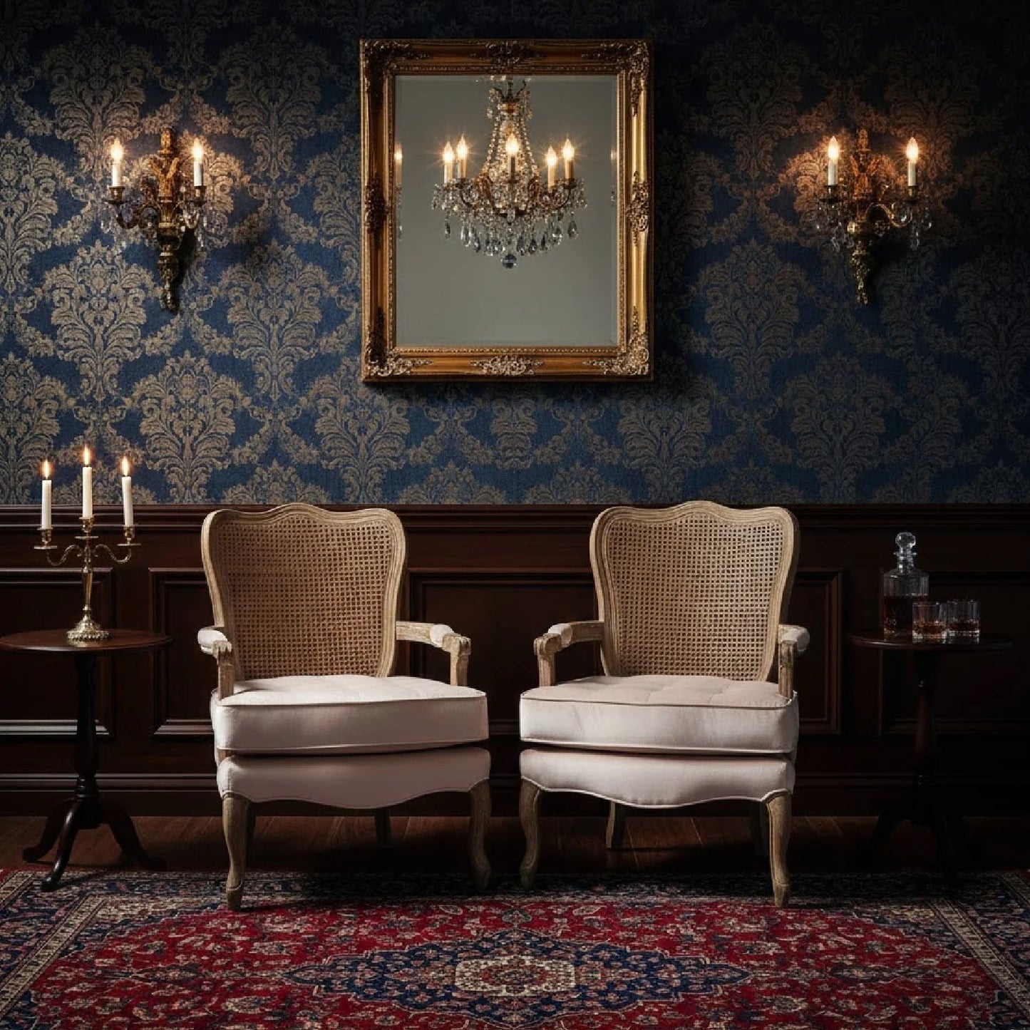 Luxury Velvet Oak Accent Chair European Style for Villa