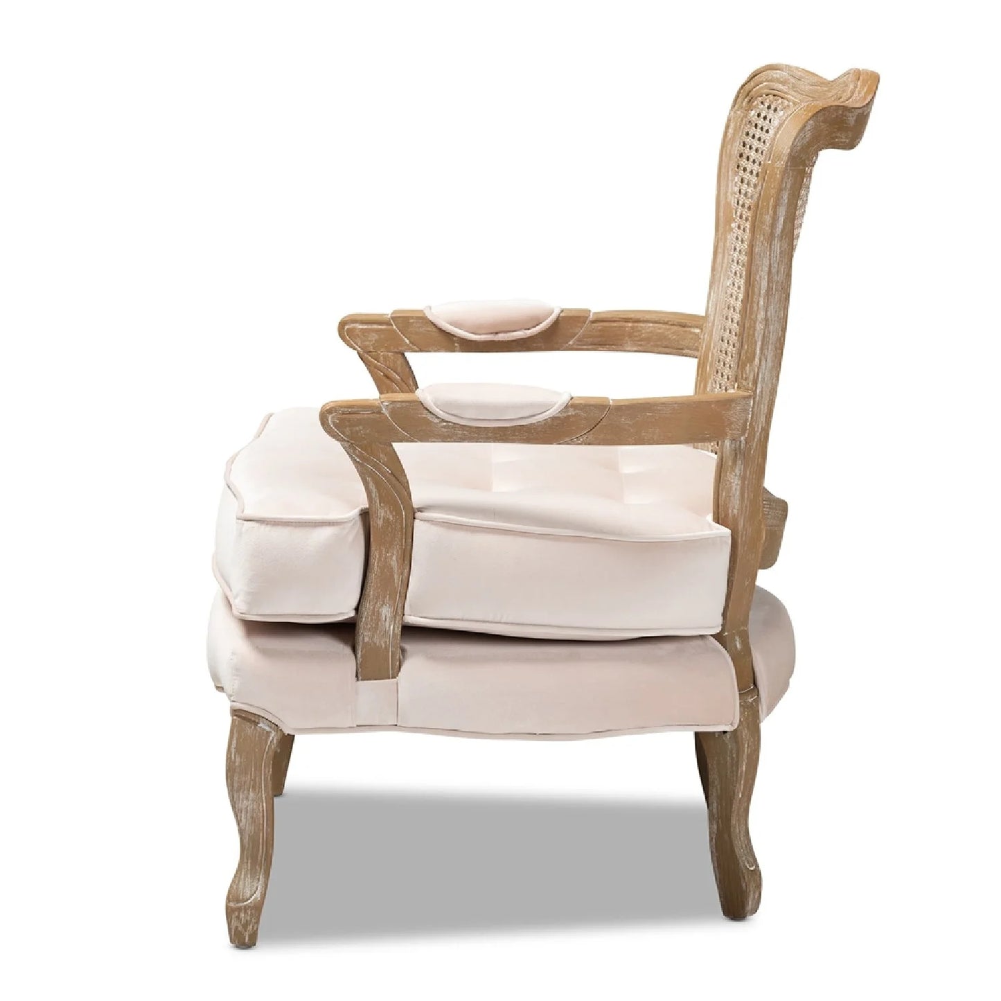 Luxury Velvet Oak Accent Chair European Style for Villa