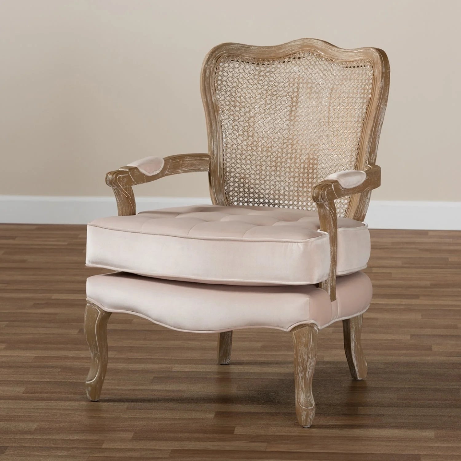 Luxury Velvet Oak Accent Chair European Style for Villa