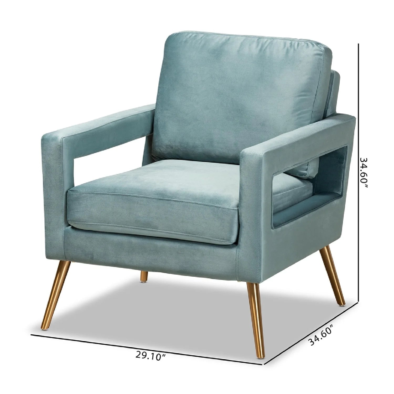 Luxury Velvet Open-Armed Accent Chair Modern Italian Style for Villa