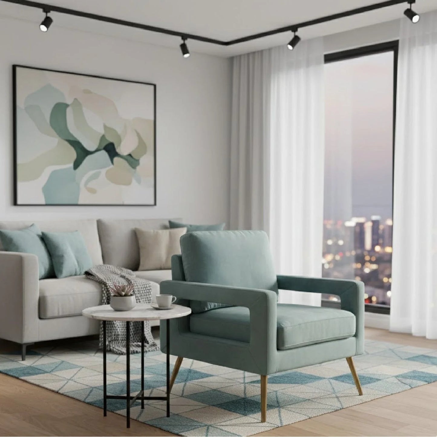 Luxury Velvet Open-Armed Accent Chair Modern Italian Style for Villa
