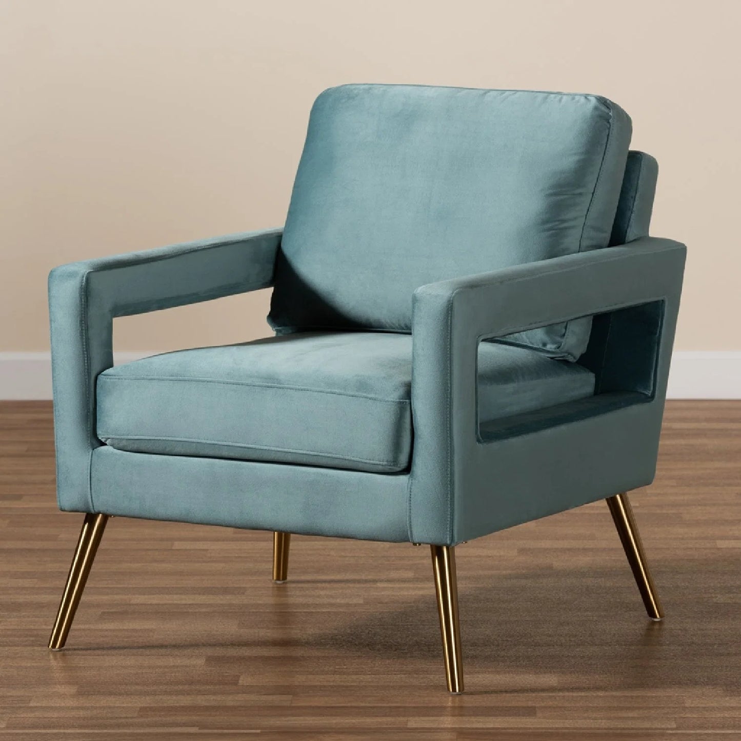 Luxury Velvet Open-Armed Accent Chair Modern Italian Style for Villa