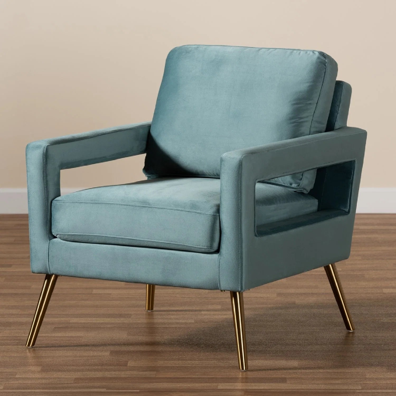Luxury Velvet Open-Armed Accent Chair Modern Italian Style for Villa