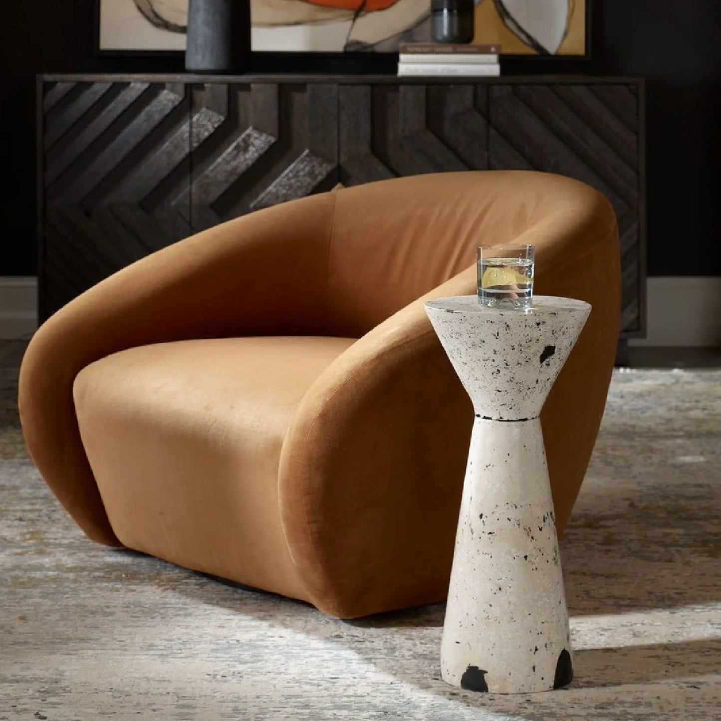 Luxury Velvet Swivel Lounge Chair Modern Italian Style for Villa