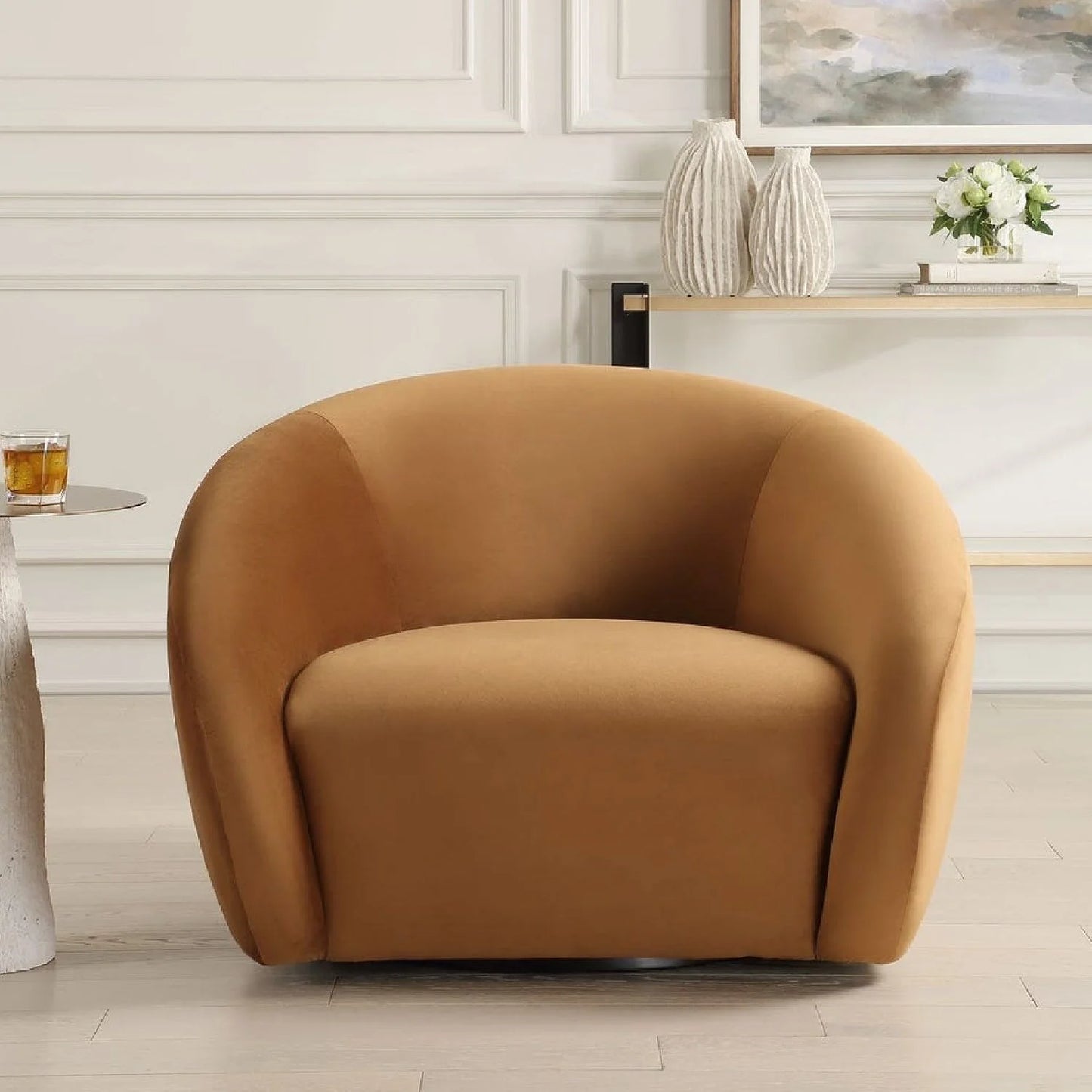 Luxury Velvet Swivel Lounge Chair Modern Italian Style for Villa
