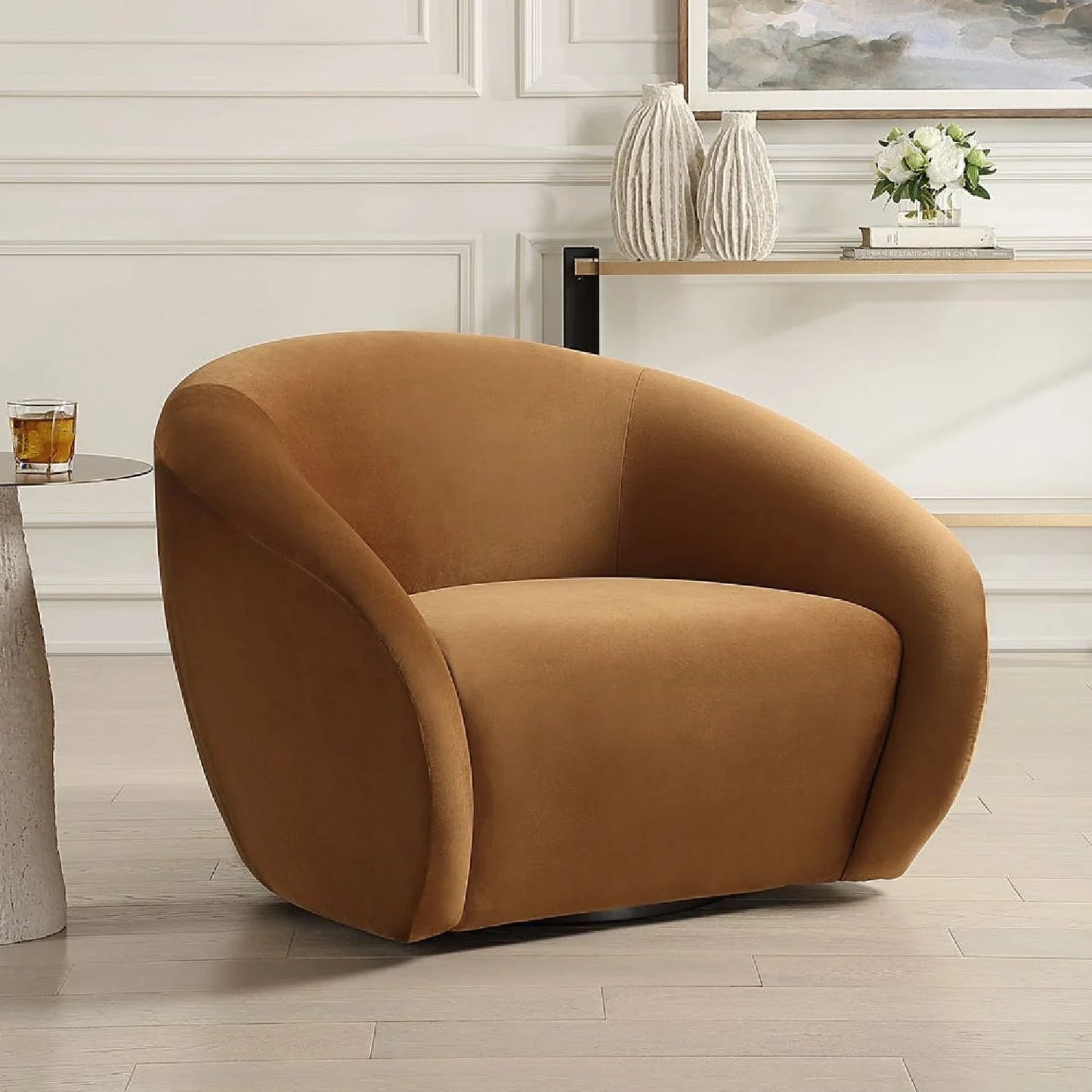 Luxury Velvet Swivel Lounge Chair Modern Italian Style for Villa