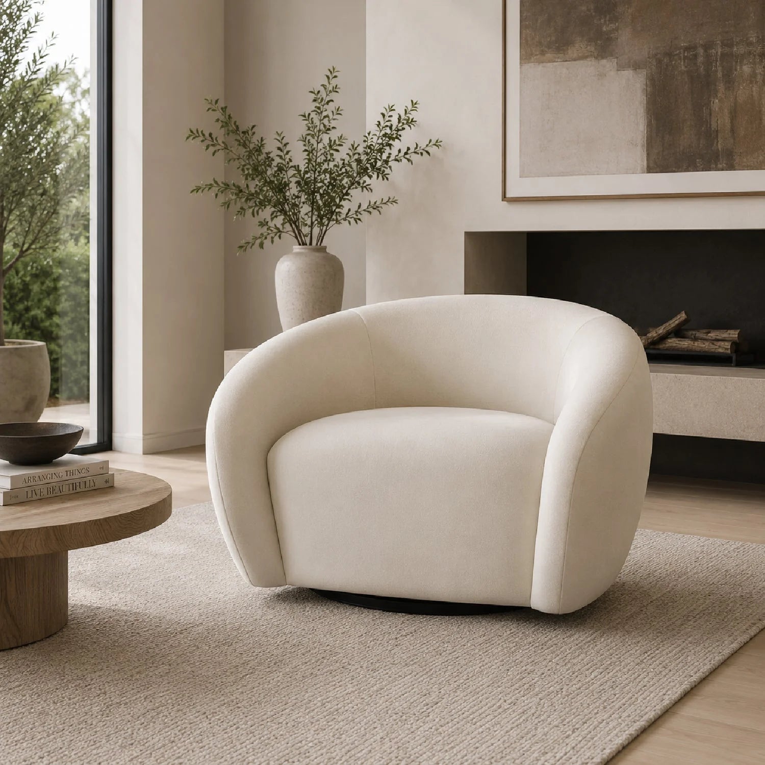 Luxury Velvet Swivel Lounge Chair Modern Italian Style for Villa