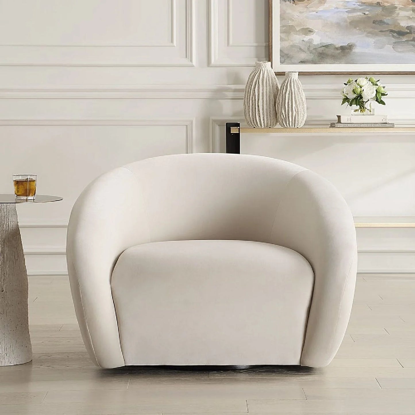 Luxury Velvet Swivel Lounge Chair Modern Italian Style for Villa