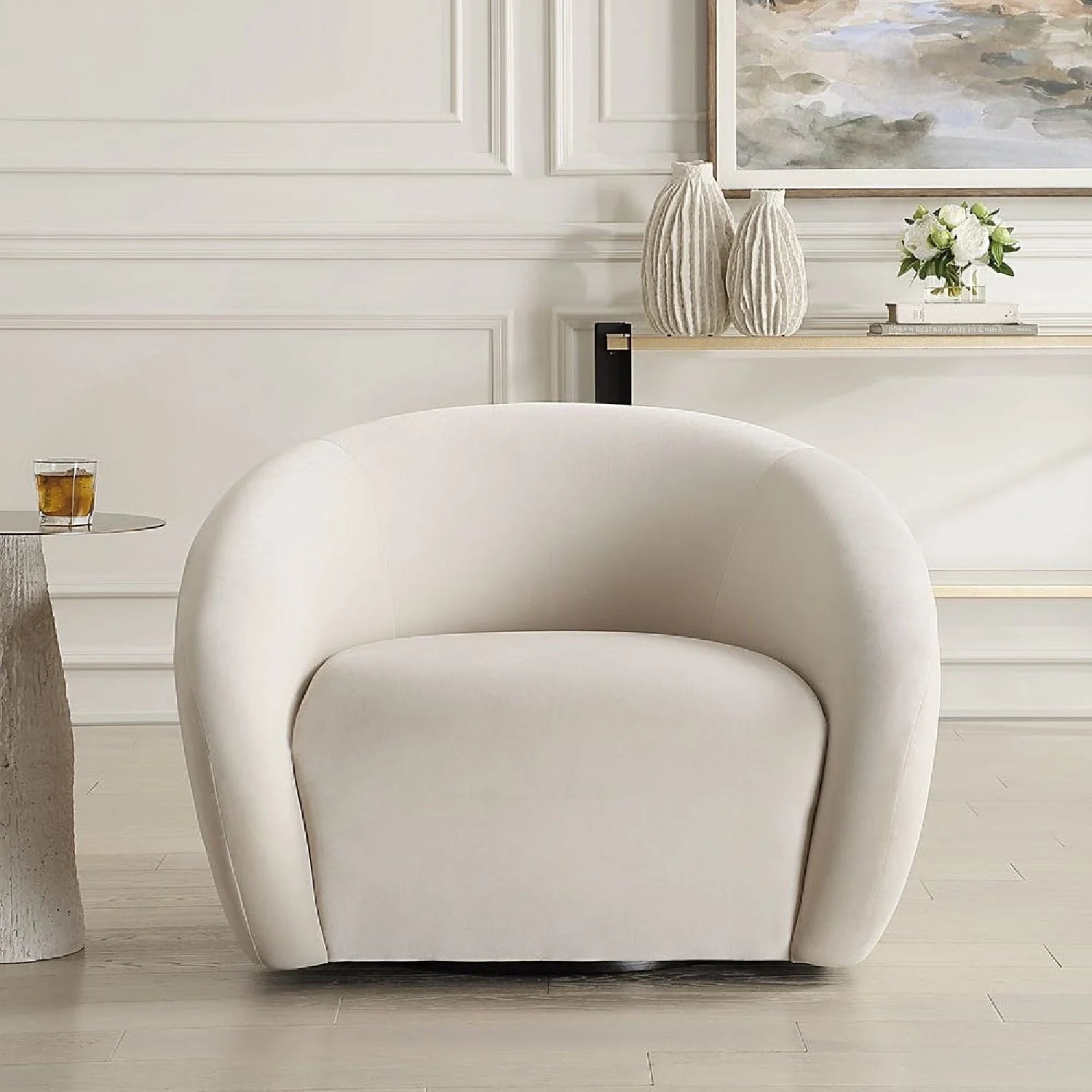 Luxury Velvet Swivel Lounge Chair Modern Italian Style for Villa