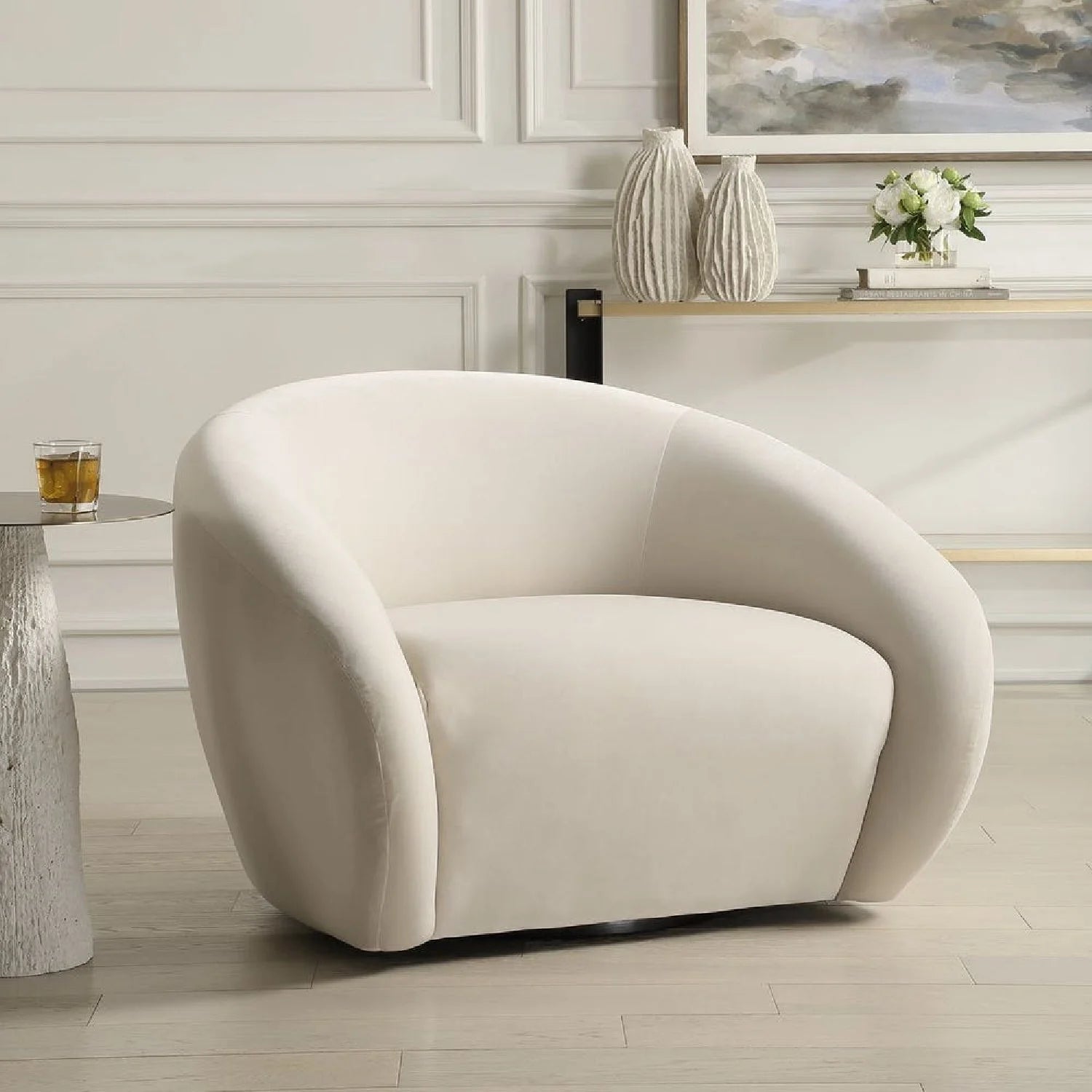 Luxury Velvet Swivel Lounge Chair Modern Italian Style for Villa