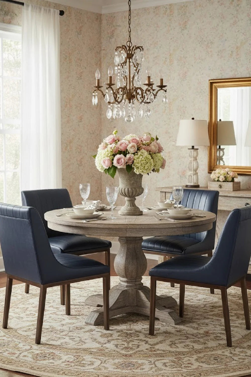Luxury Vertical Stitched Dining Chair European Style for Villa