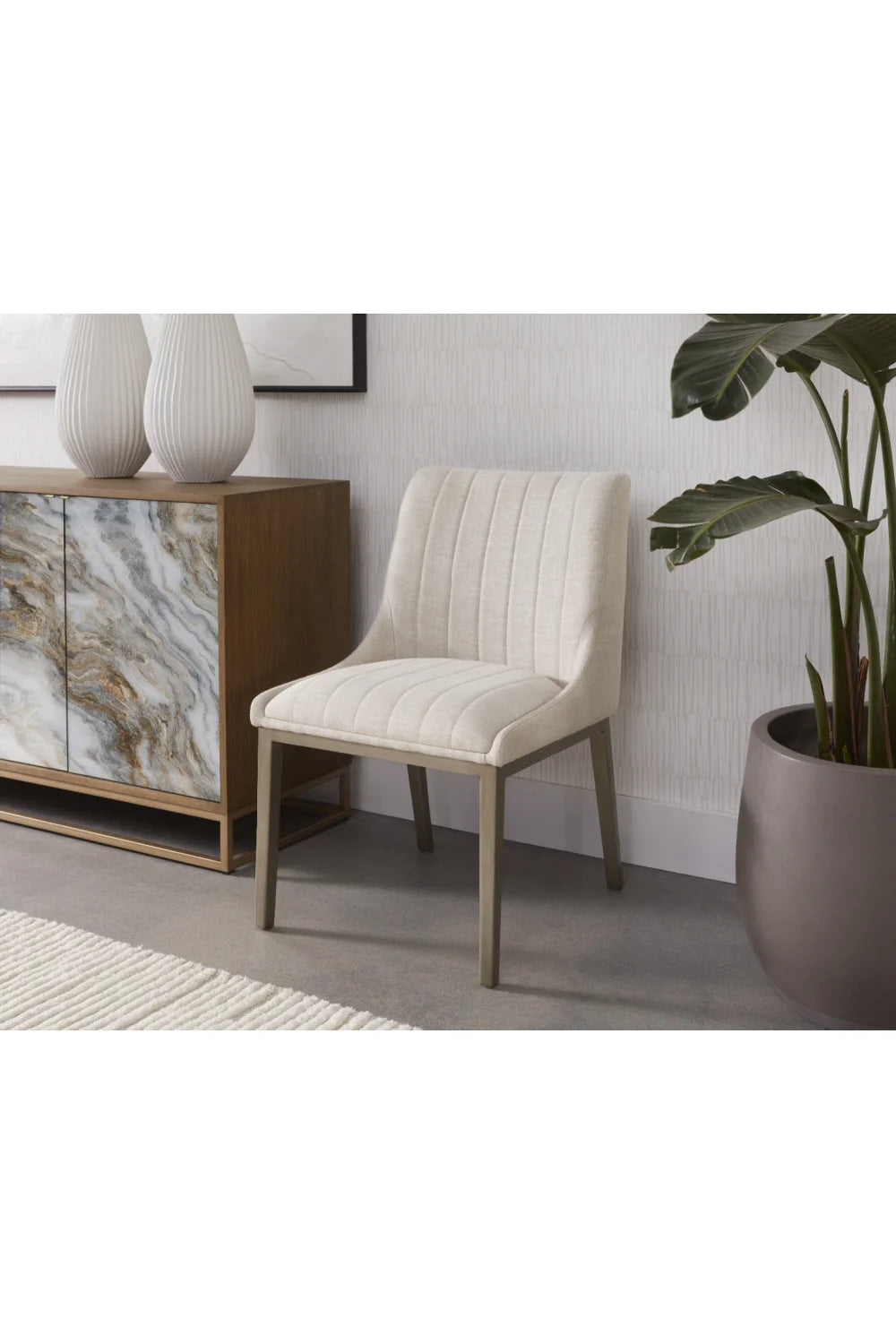 Luxury Vertical Stitched Dining Chair European Style for Villa