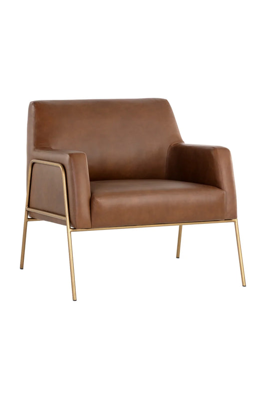 Luxury Vintage Brown Leather Lounge Chair Modern Italian Style for Villa