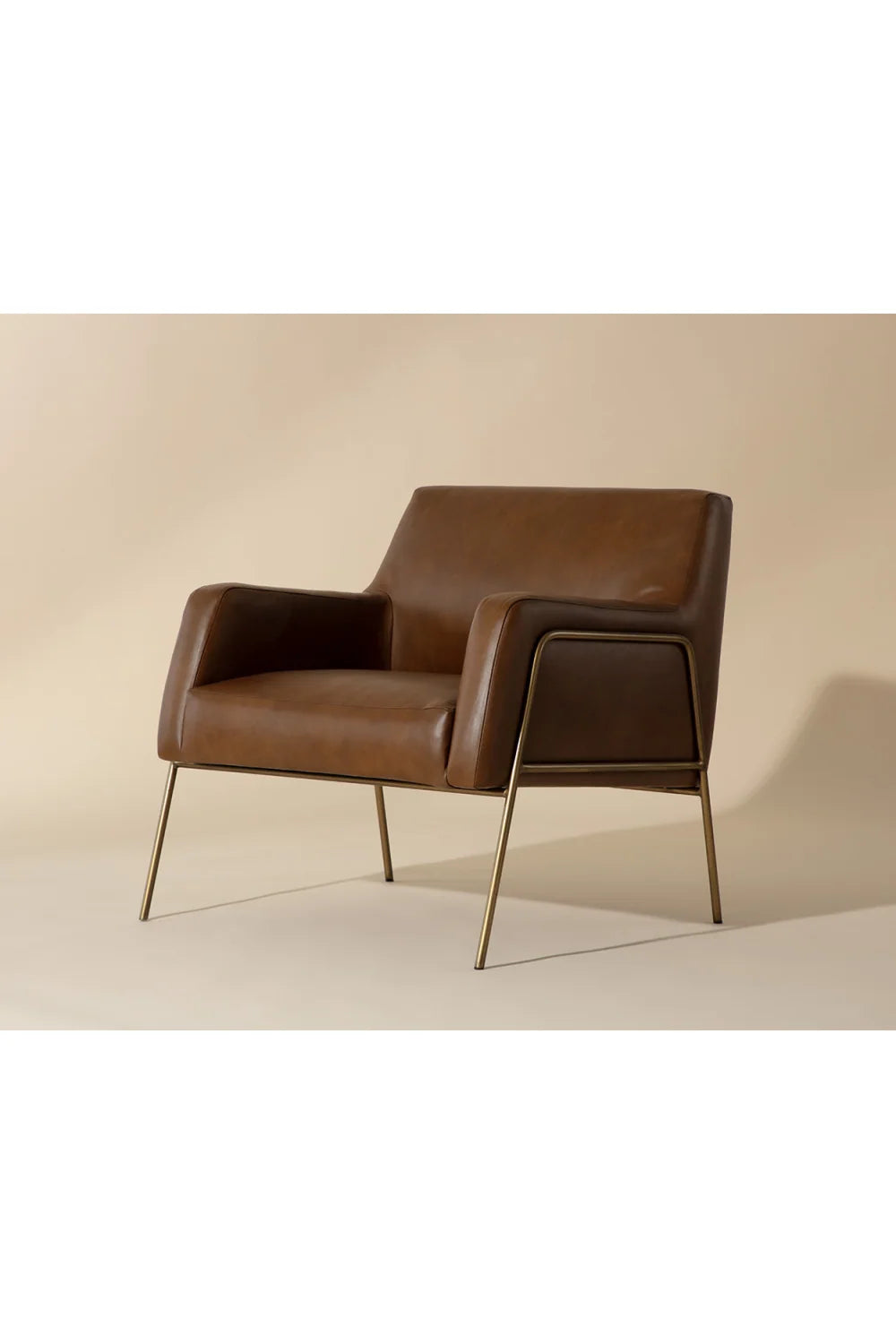 Luxury Vintage Brown Leather Lounge Chair Modern Italian Style for Villa