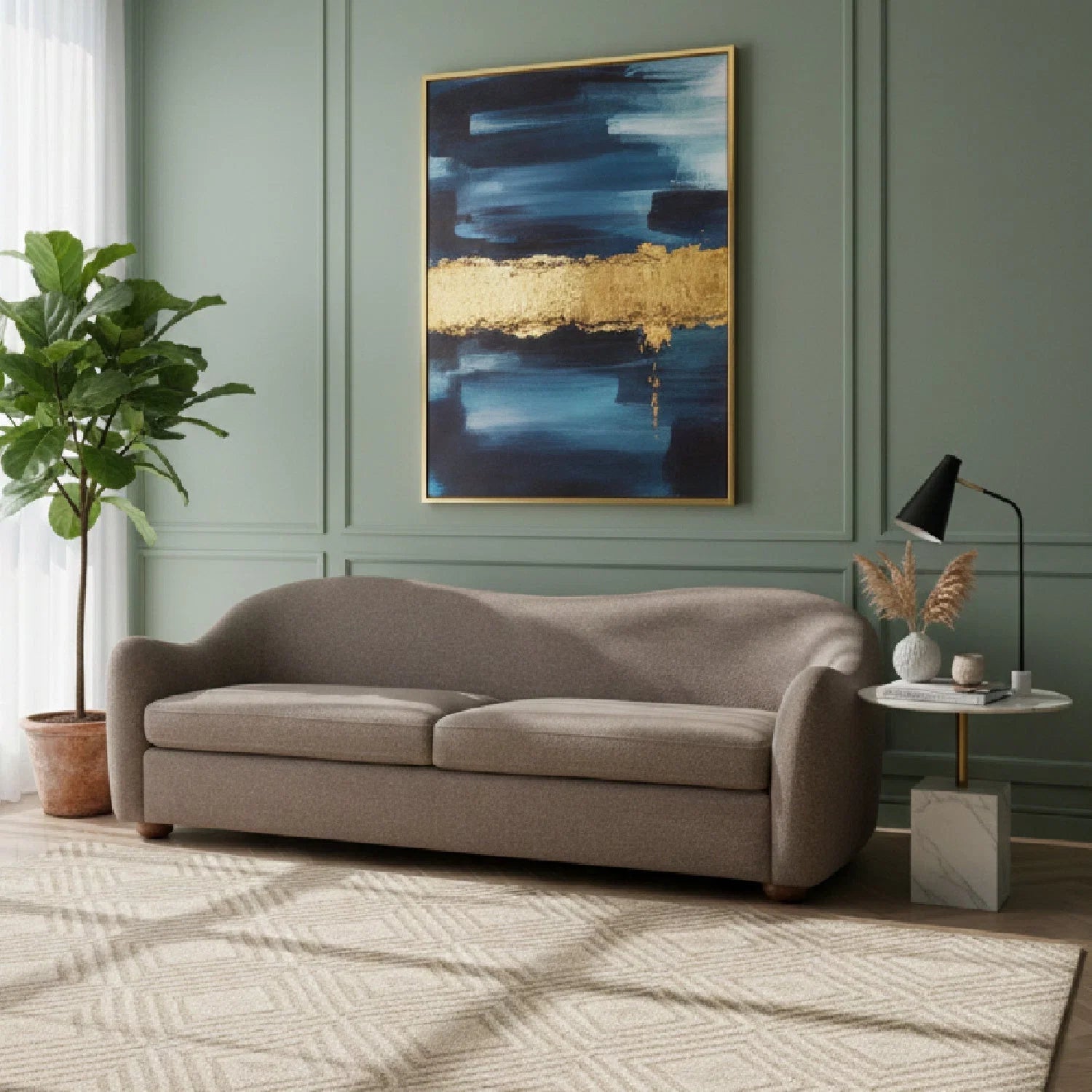 Luxury Vintage Inspired Fabric Sofa Modern Italian Style for Villa