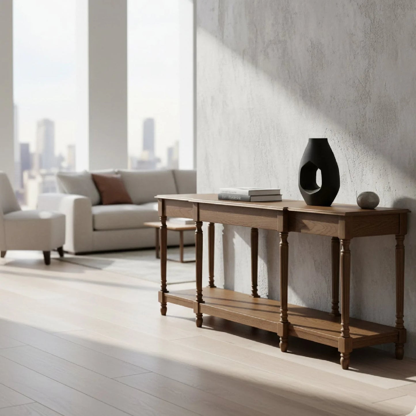 Luxury Vintage Oak Console Table Modern Italian Style for Villa