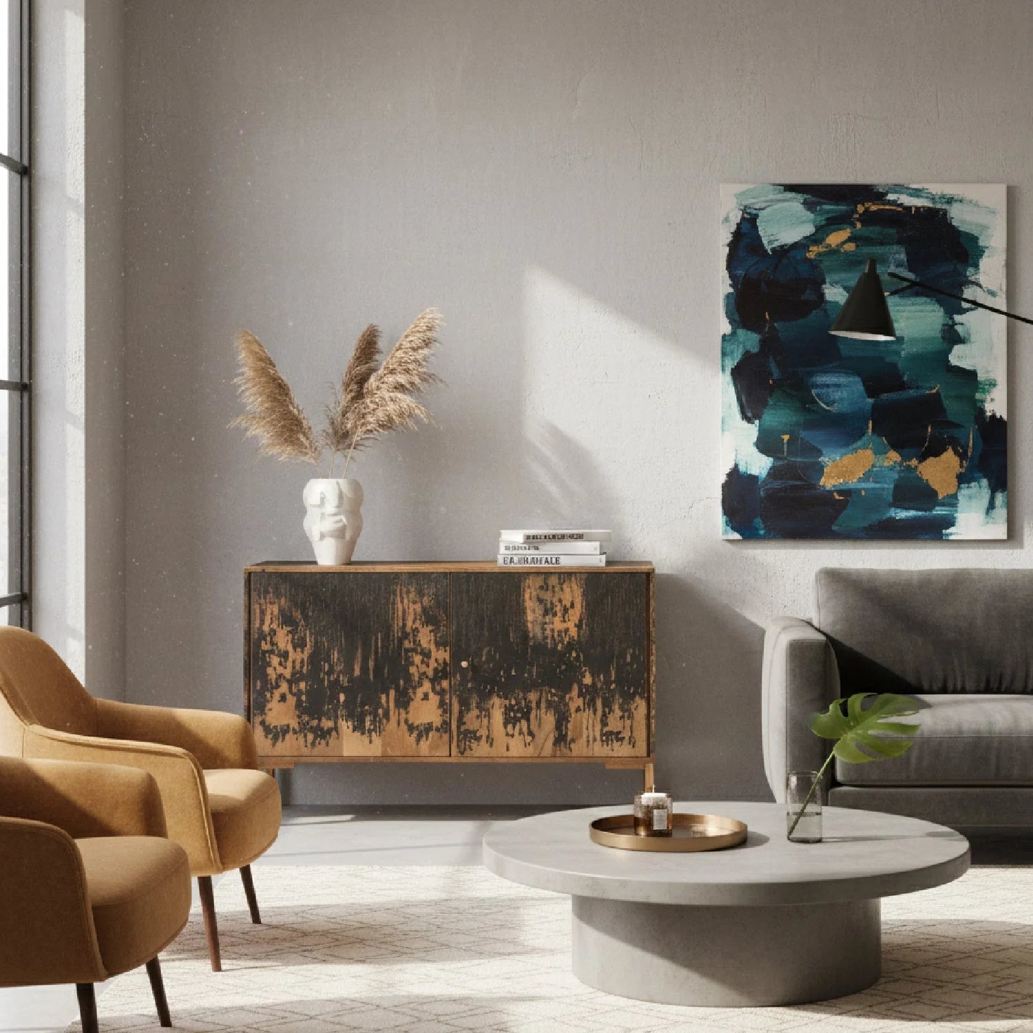 Luxury Vintage Wooden Sideboard European Style for Villa