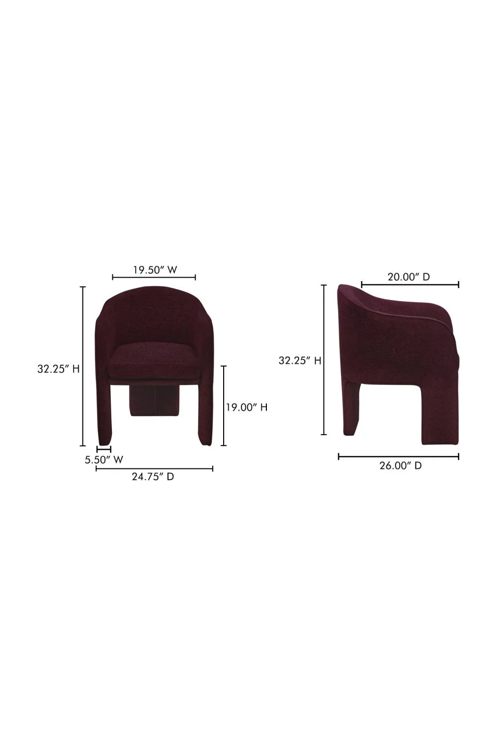 Luxury Violet 3-Legged Modern Dining Chair European Style for Villa