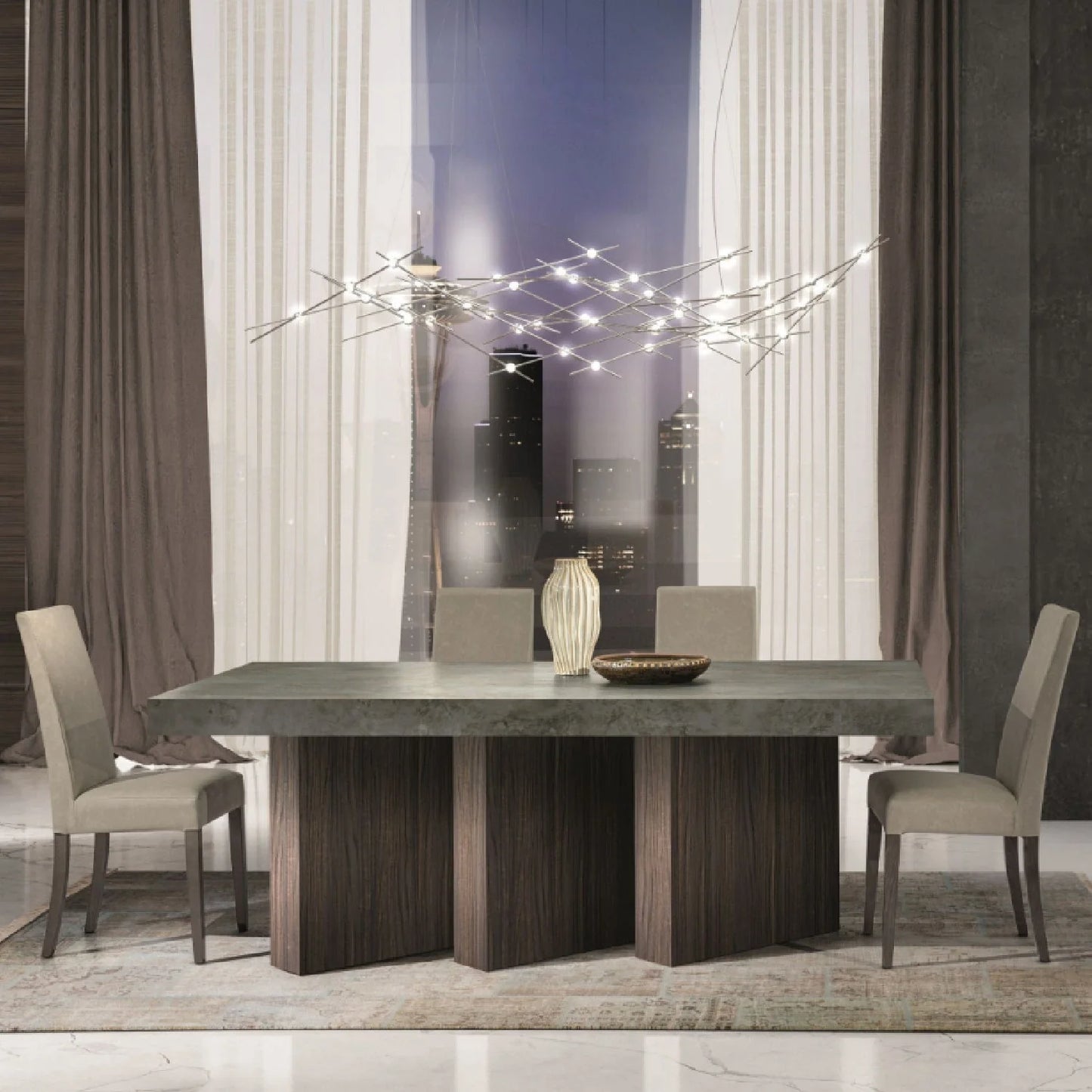 Luxury Volcanic Rock Rectangular Dining Table Modern Italian Style for Villa
