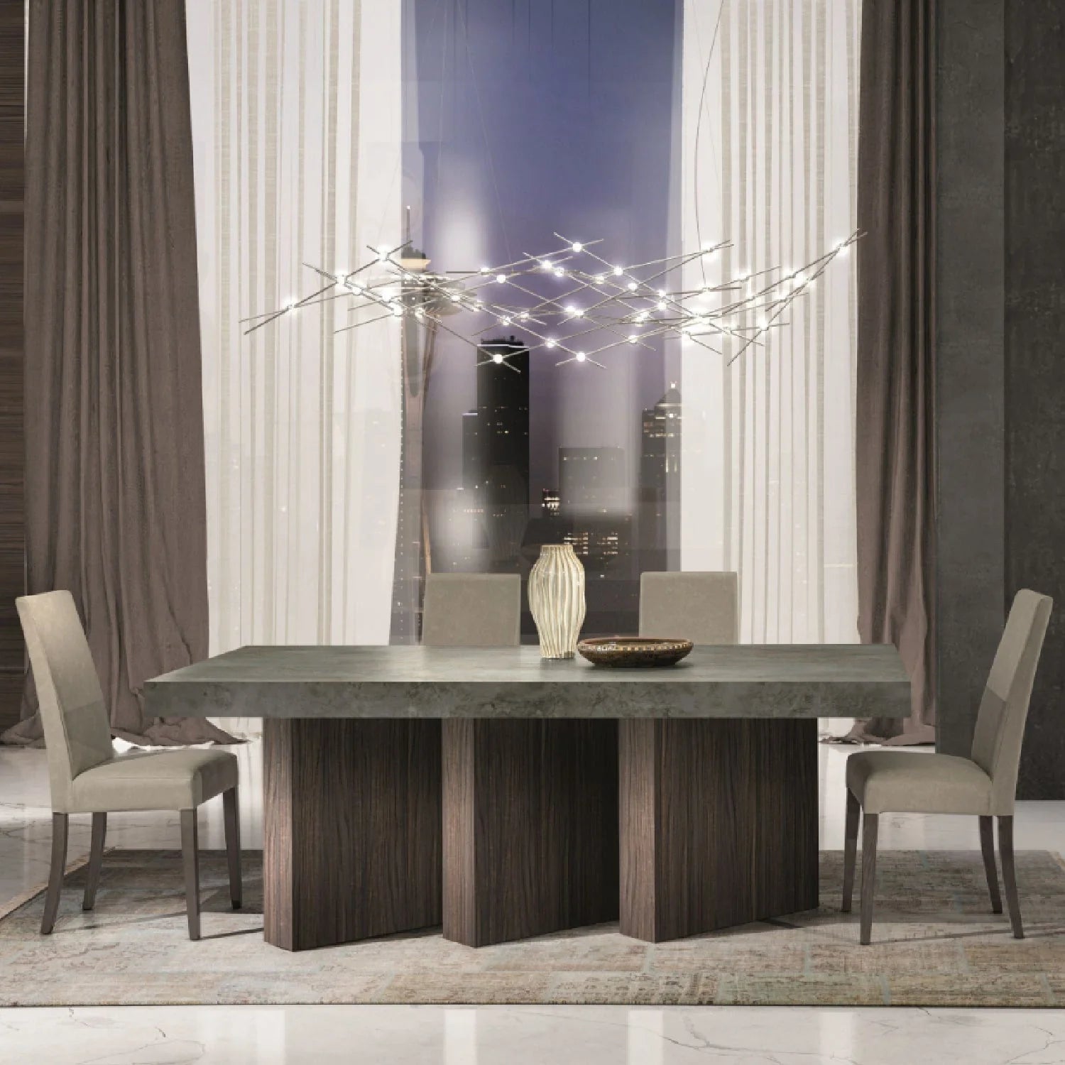 Luxury Volcanic Rock Rectangular Dining Table Modern Italian Style for Villa