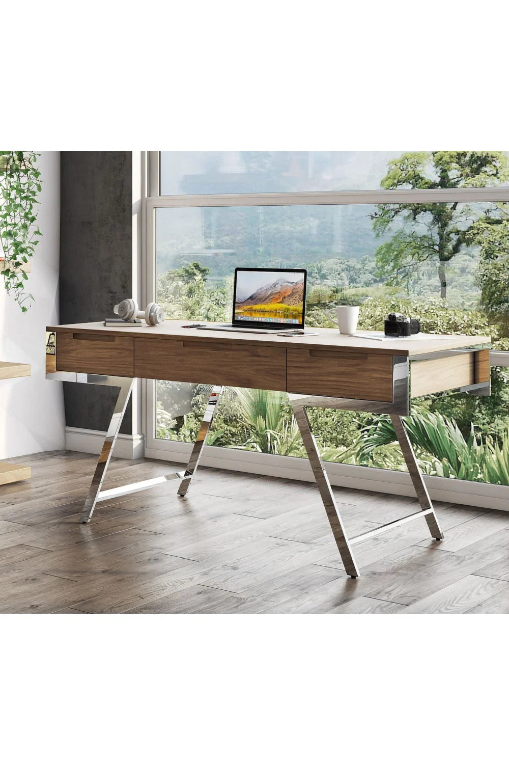 Luxury Walnut 3-Drawer Modern Desk European Style for Villa