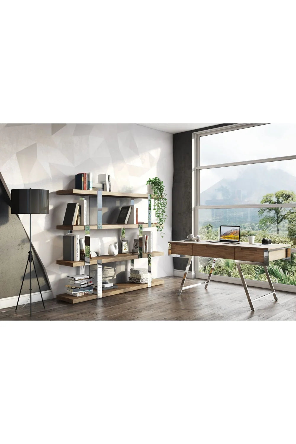 Luxury Walnut 3-Drawer Modern Desk European Style for Villa
