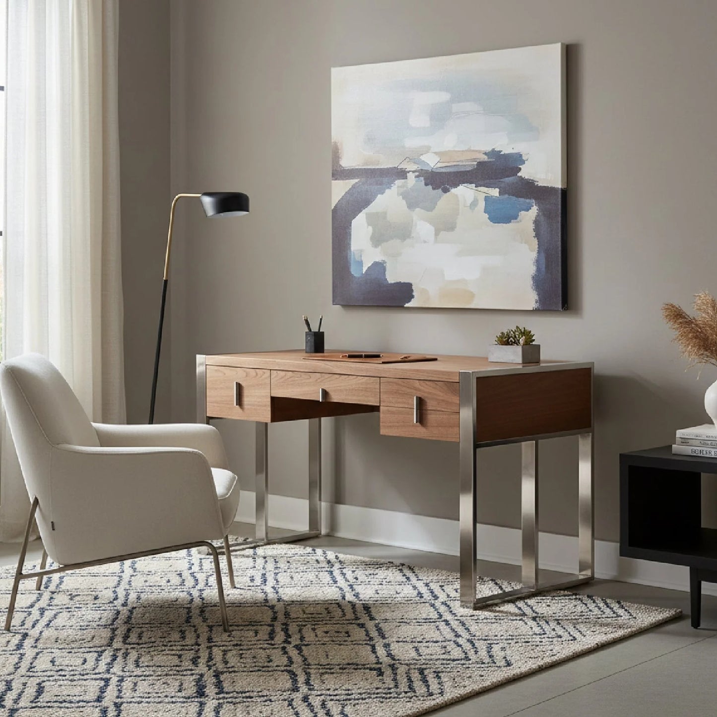 Luxury Walnut 4-Drawer Modern Desk European Style for Villa
