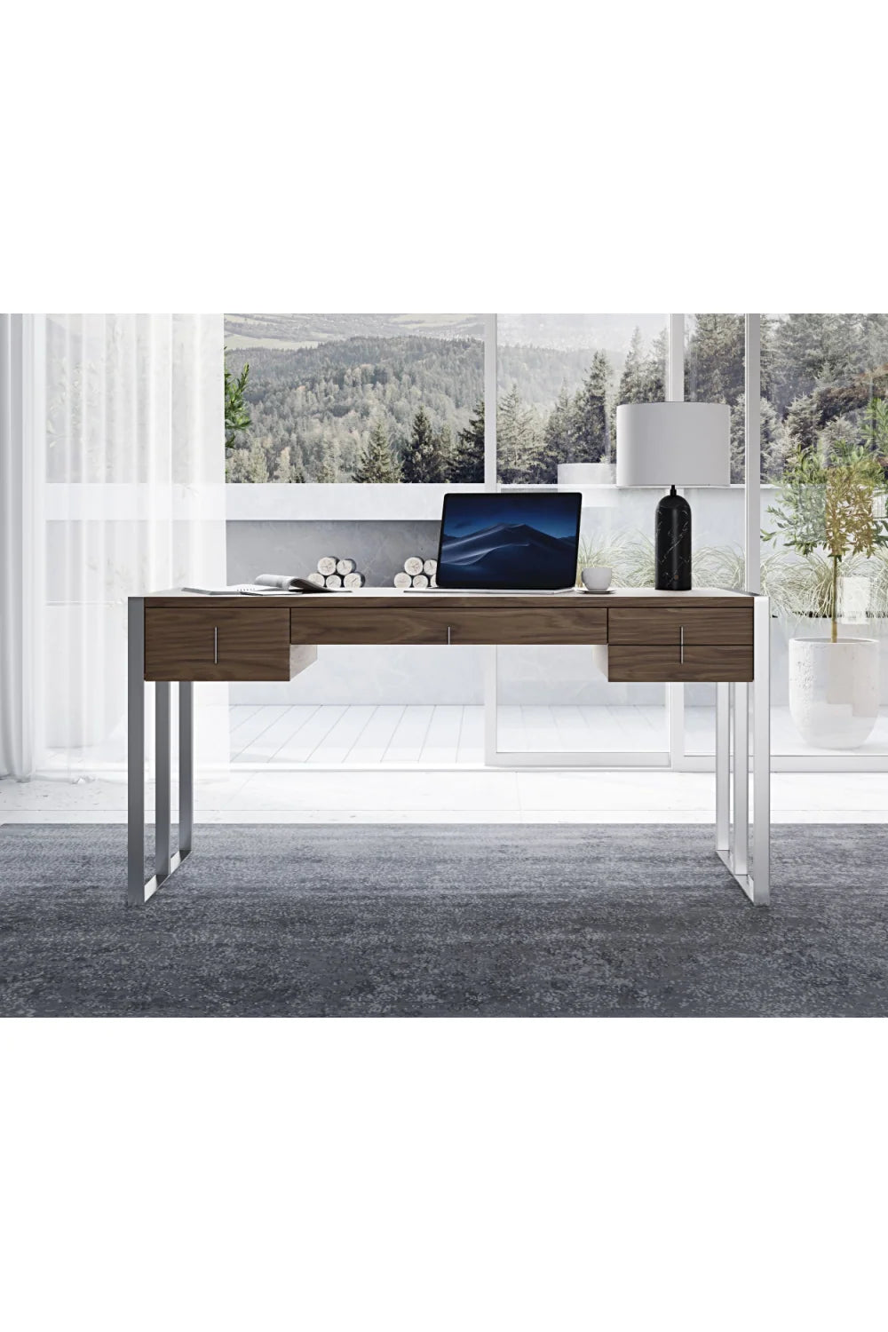 Luxury Walnut 4-Drawer Modern Desk European Style for Villa