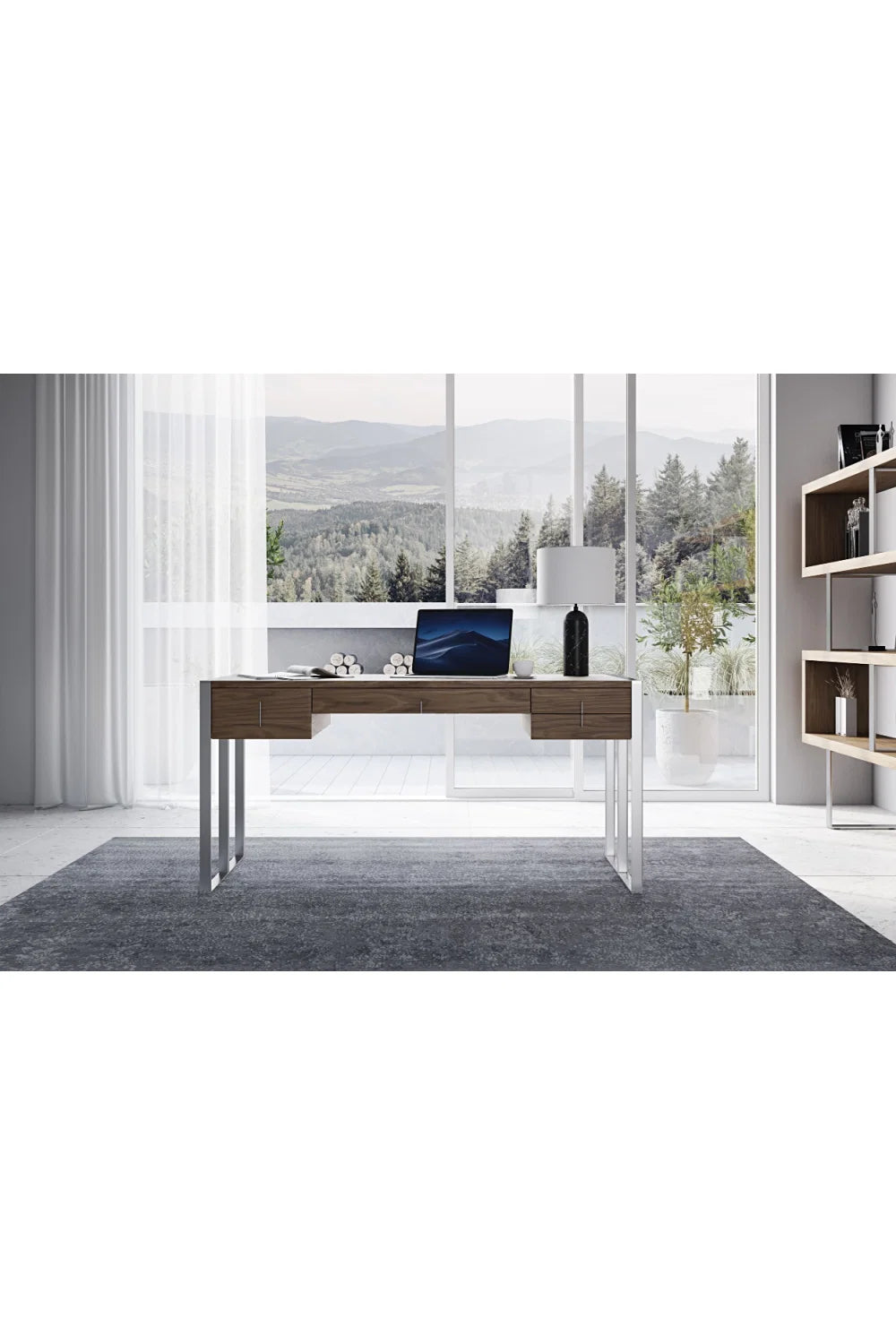 Luxury Walnut 4-Drawer Modern Desk European Style for Villa