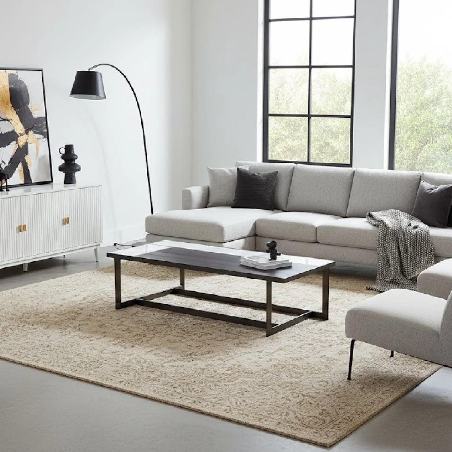 Luxury Walnut and Marble Coffee Table Modern Italian Style for Villa