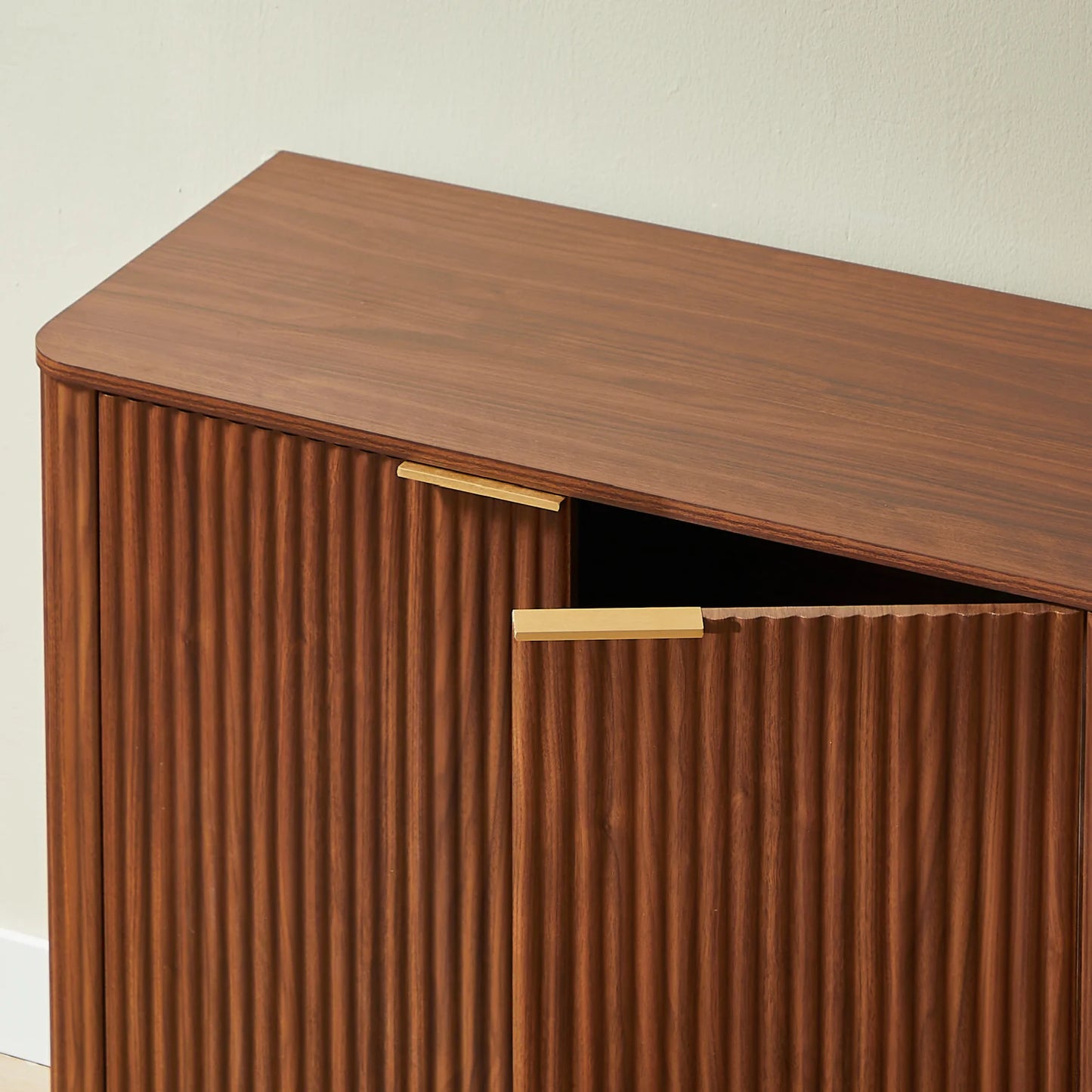 Luxury Walnut Curved Wave Sideboard European Style for Villa