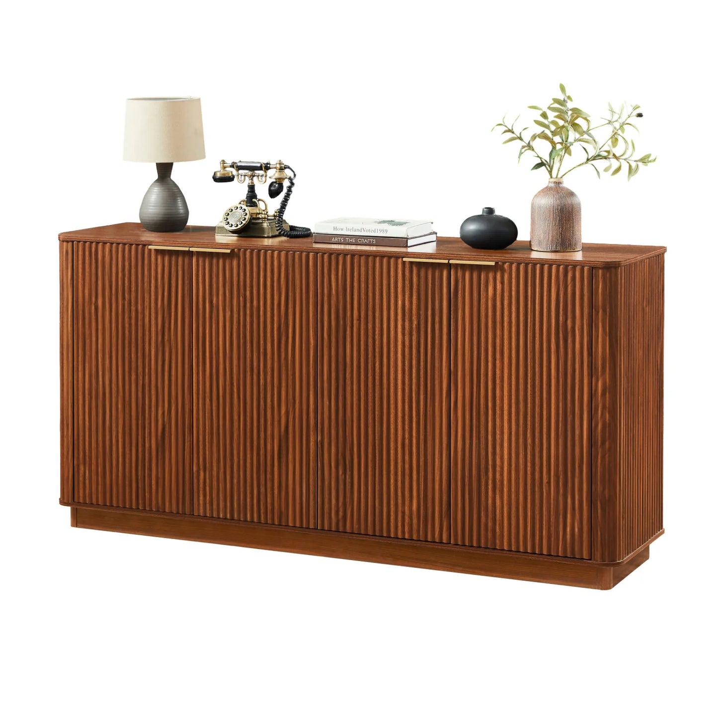 Luxury Walnut Curved Wave Sideboard European Style for Villa