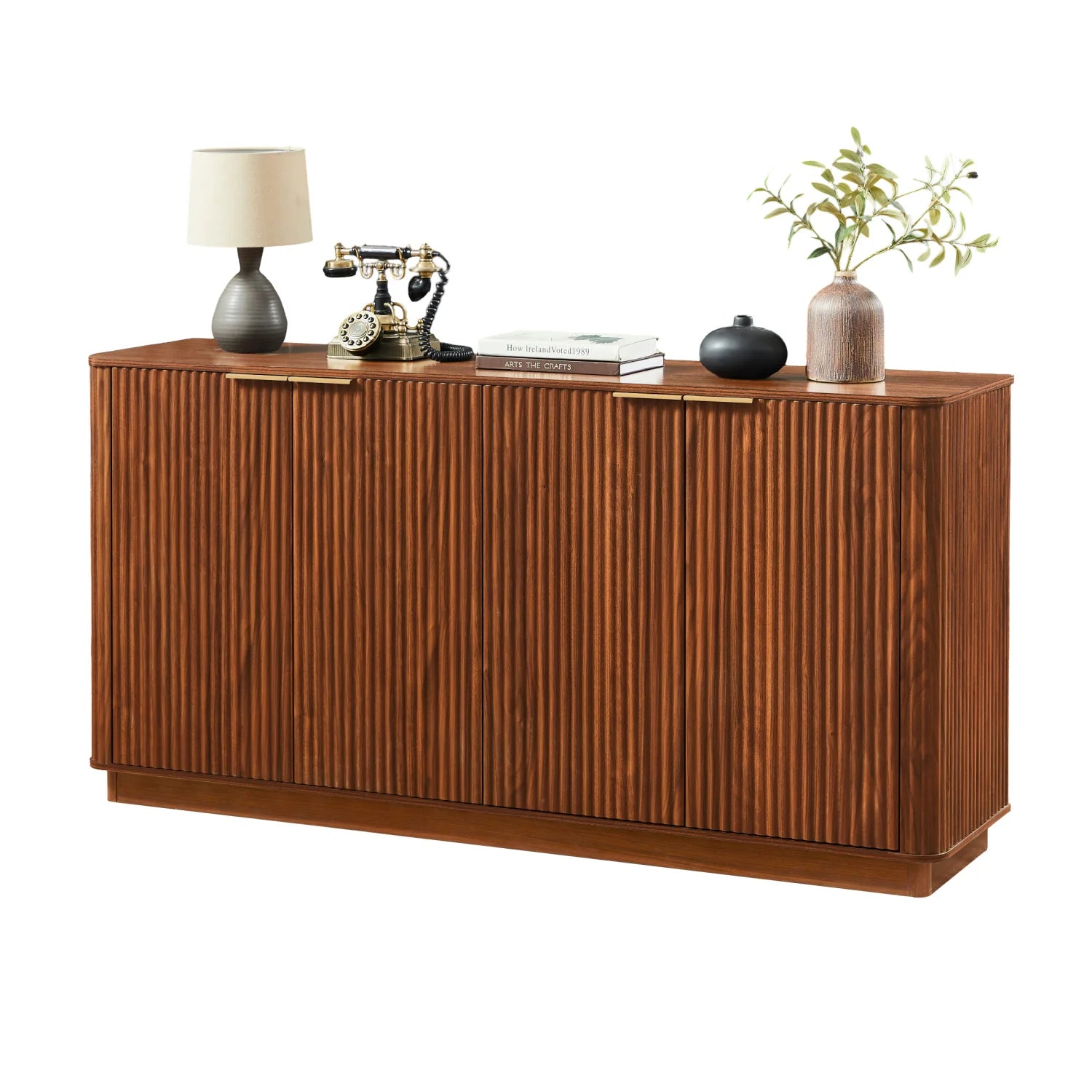 Luxury Walnut Curved Wave Sideboard European Style for Villa