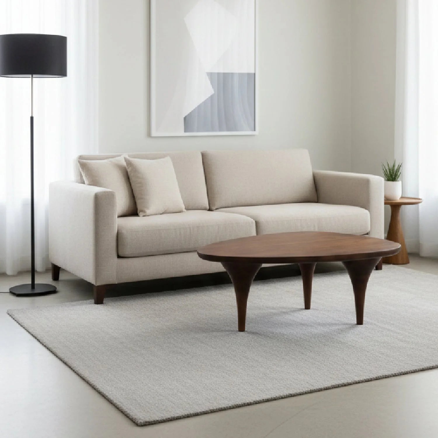 Luxury Walnut Finished Coffee Table Modern Italian Style for Villa