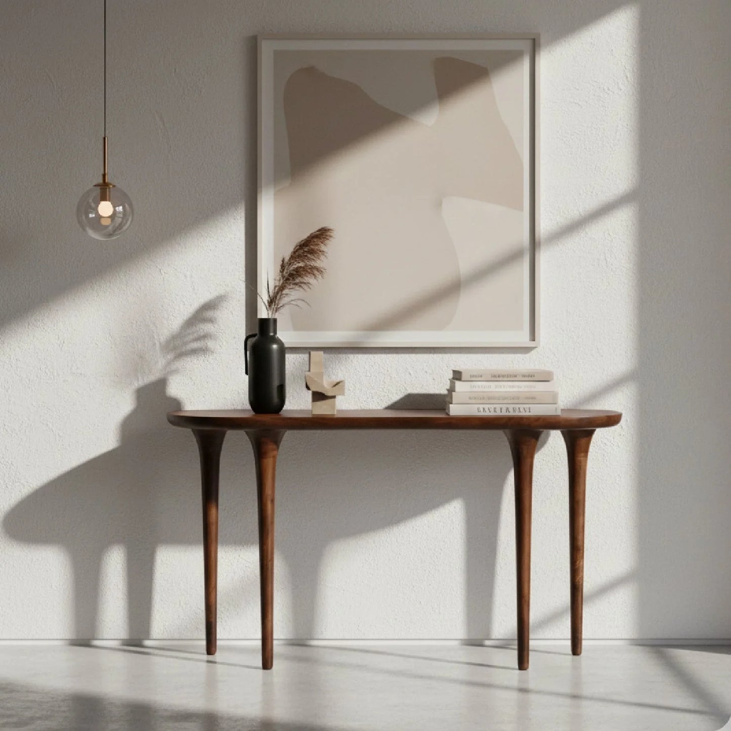 Luxury Walnut Finished Console Table Modern Italian Style for Villa