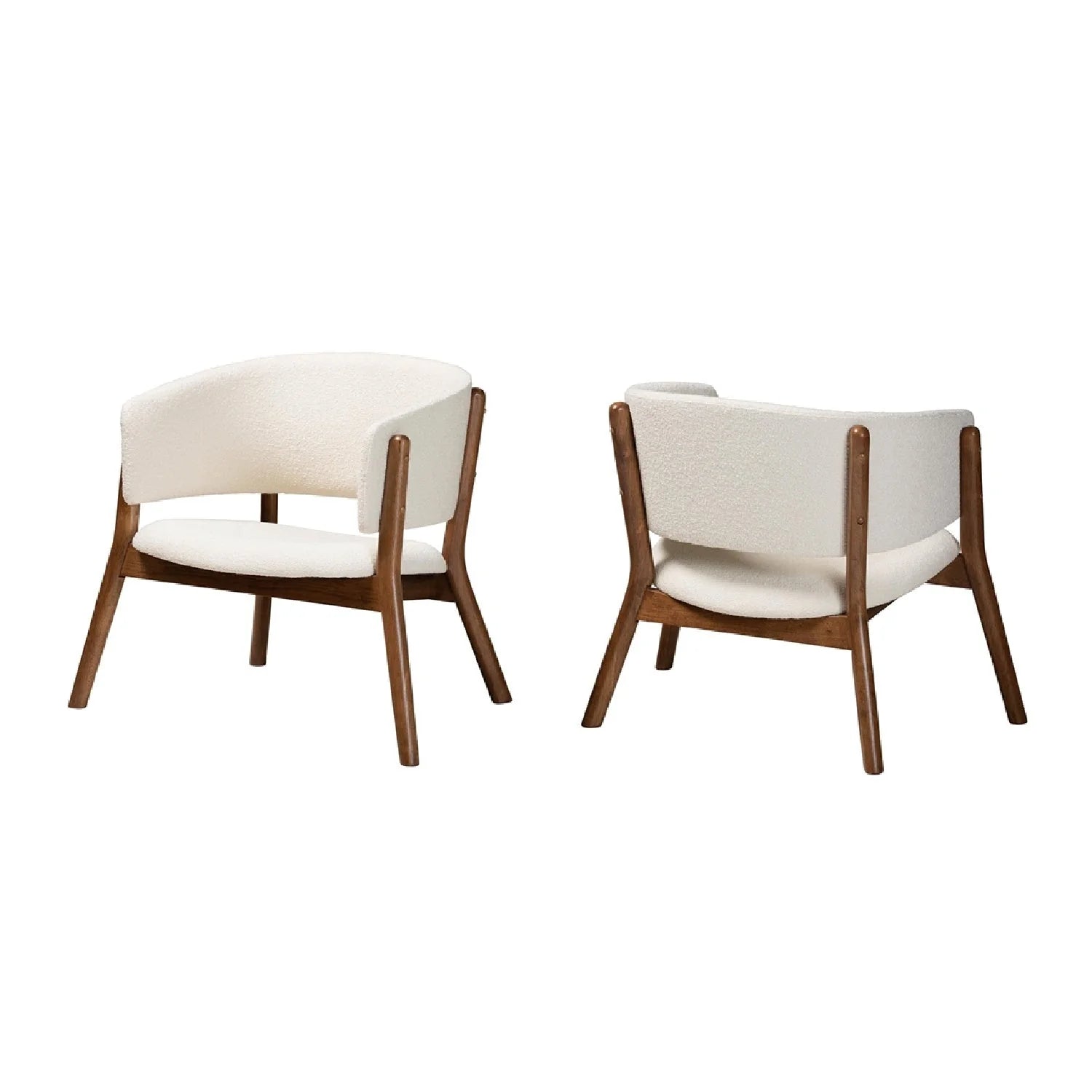 Luxury Walnut Framed Curved Accent Chairs Modern Italian Style for Villa