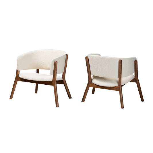 Luxury Walnut Framed Curved Accent Chairs Modern Italian Style for Villa