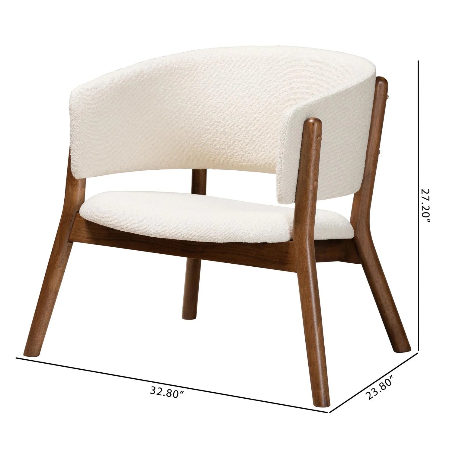 Luxury Walnut Framed Curved Accent Chairs Modern Italian Style for Villa