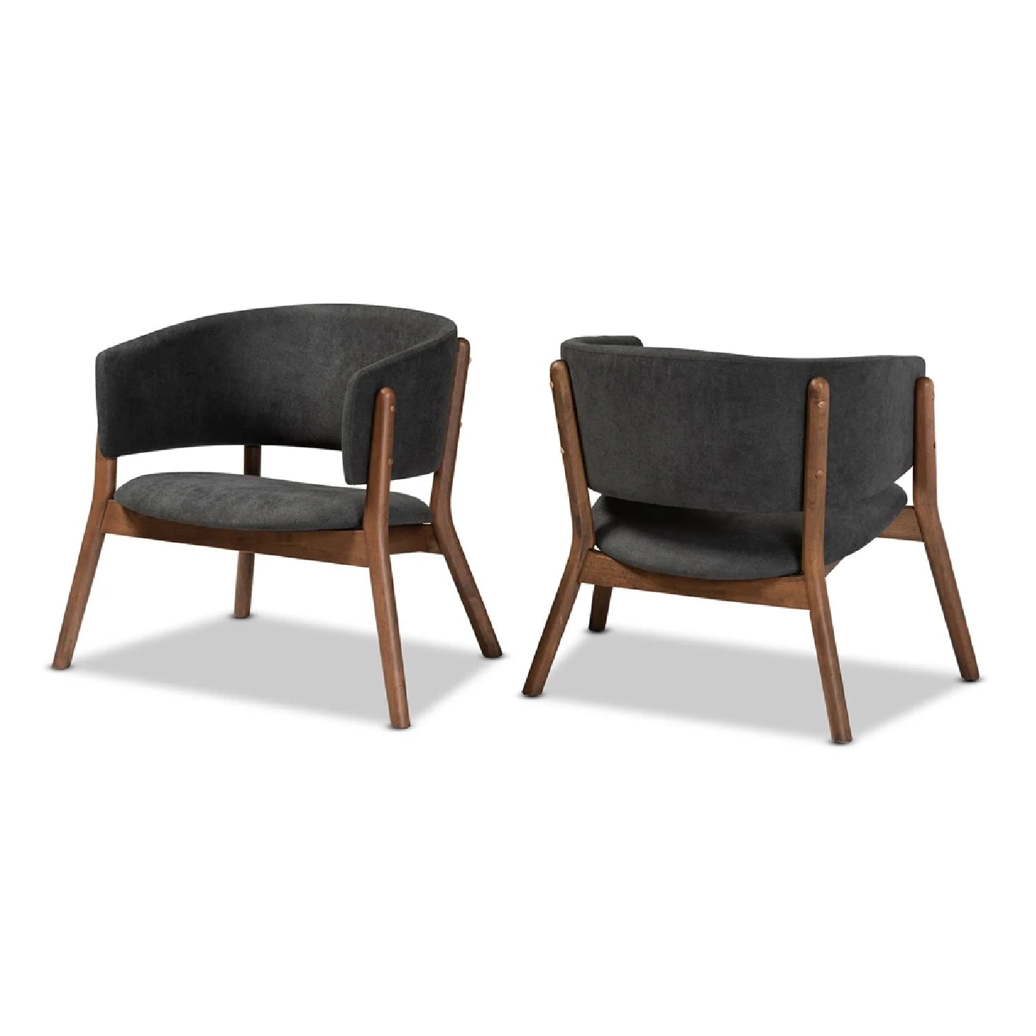 Luxury Walnut Framed Curved Accent Chairs Modern Italian Style for Villa