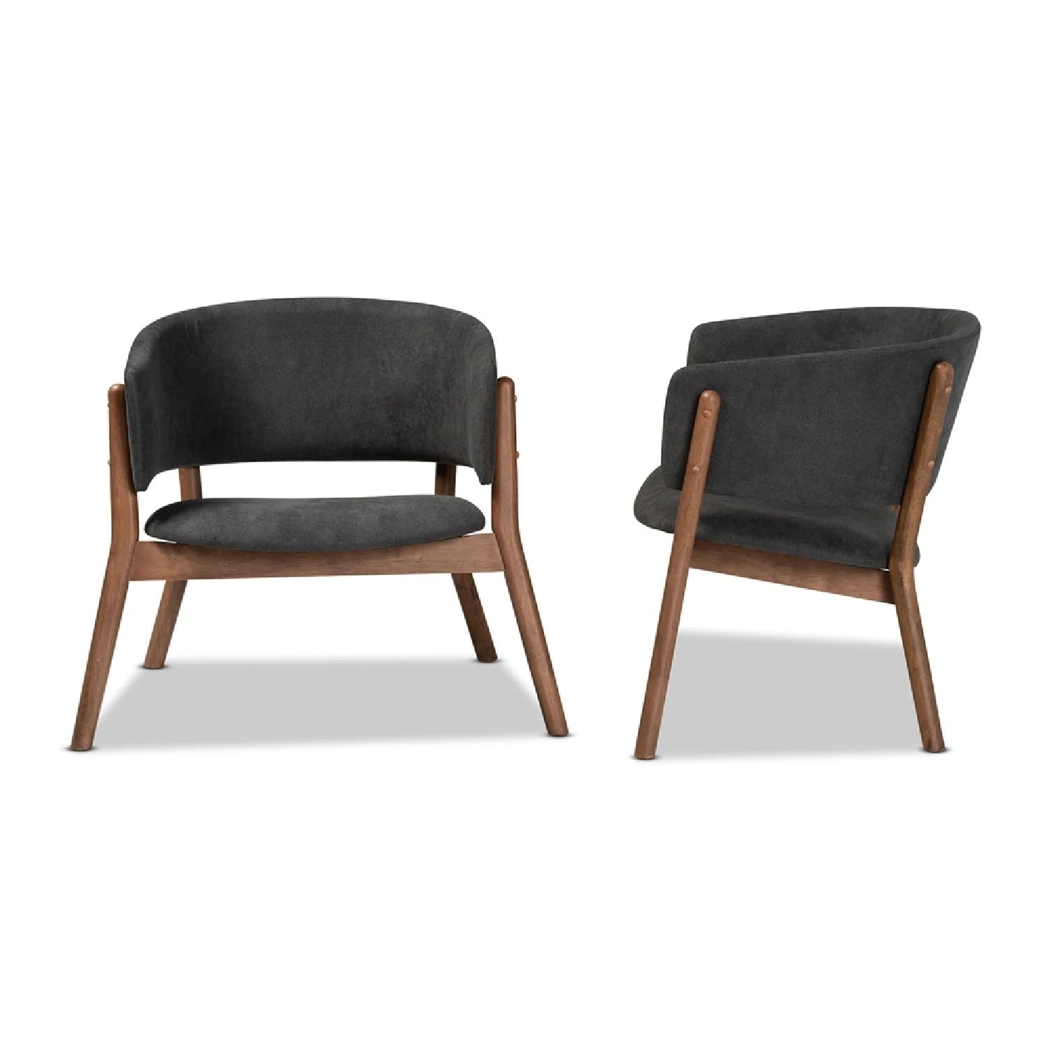 Luxury Walnut Framed Curved Accent Chairs Modern Italian Style for Villa