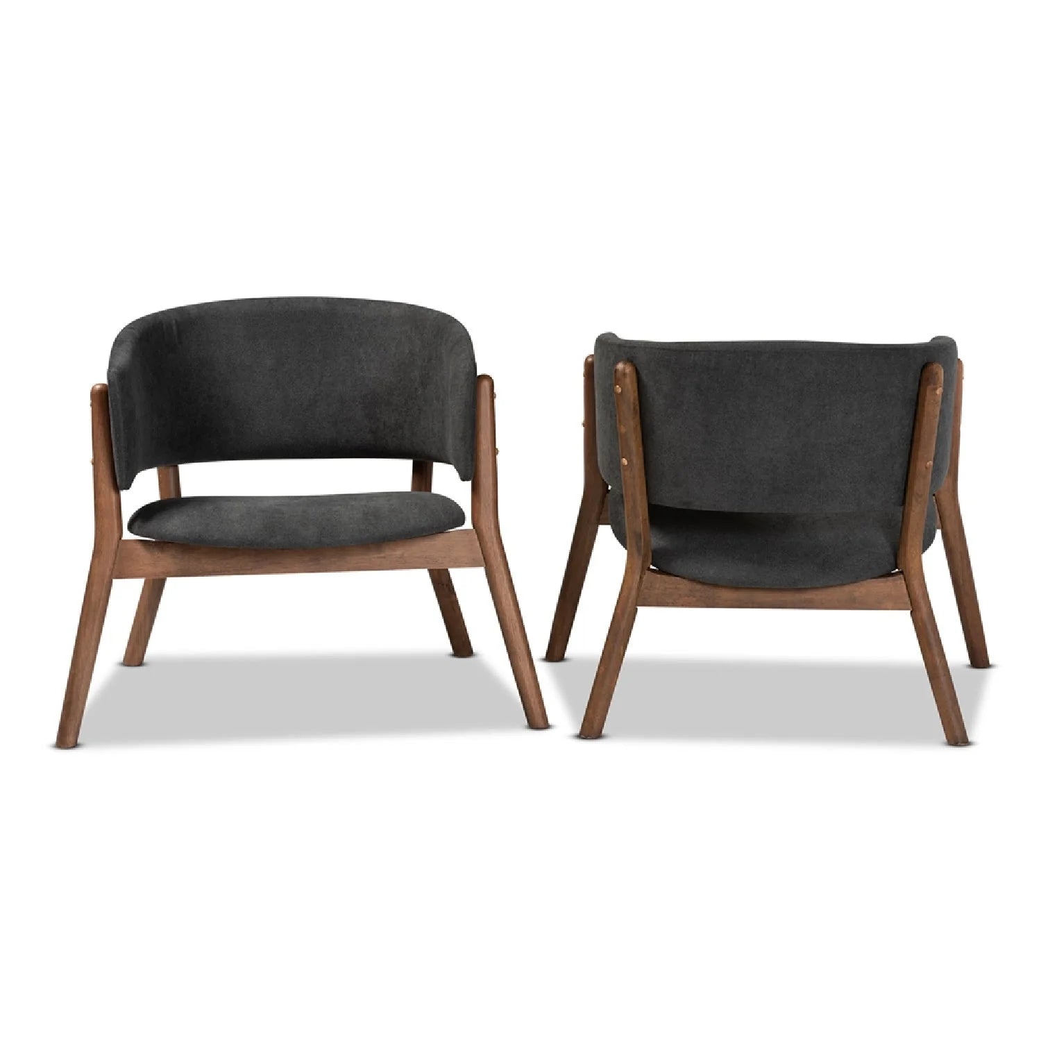 Luxury Walnut Framed Curved Accent Chairs Modern Italian Style for Villa