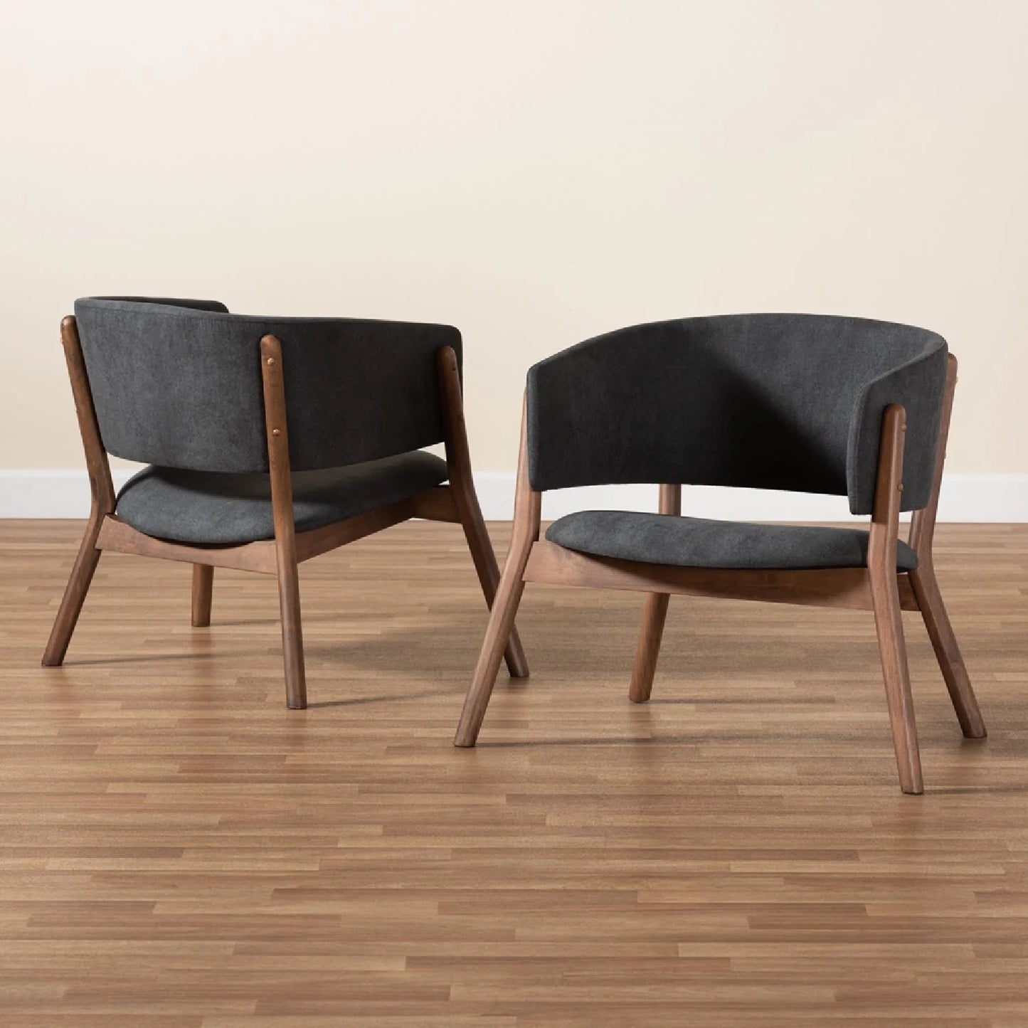 Luxury Walnut Framed Curved Accent Chairs Modern Italian Style for Villa